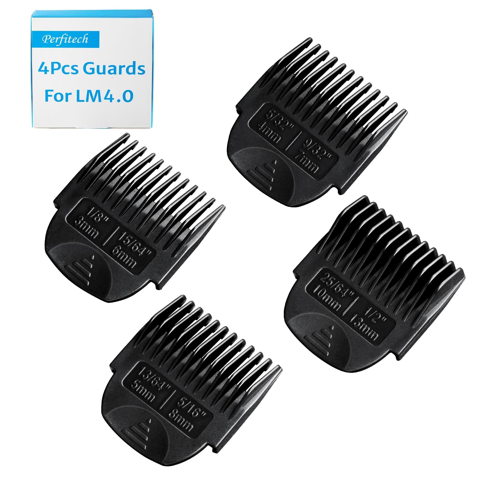 Guards Compatible with Manscaped The Lawn Mower 4.0 , 4pcs, Cutting Length from 1/8” to 1/2”