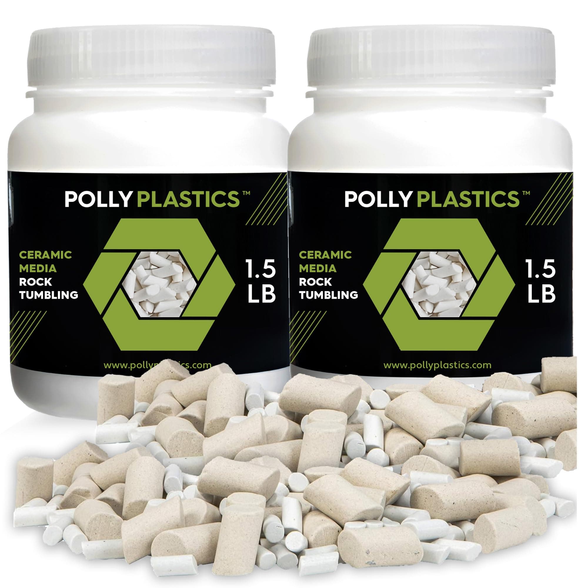 Rock Tumbling Ceramic Filler Media (Small and Large Mixed Cylinder Size) - Non-Abrasive Ceramic Pellets for All Type Tumblers (3 lbs)