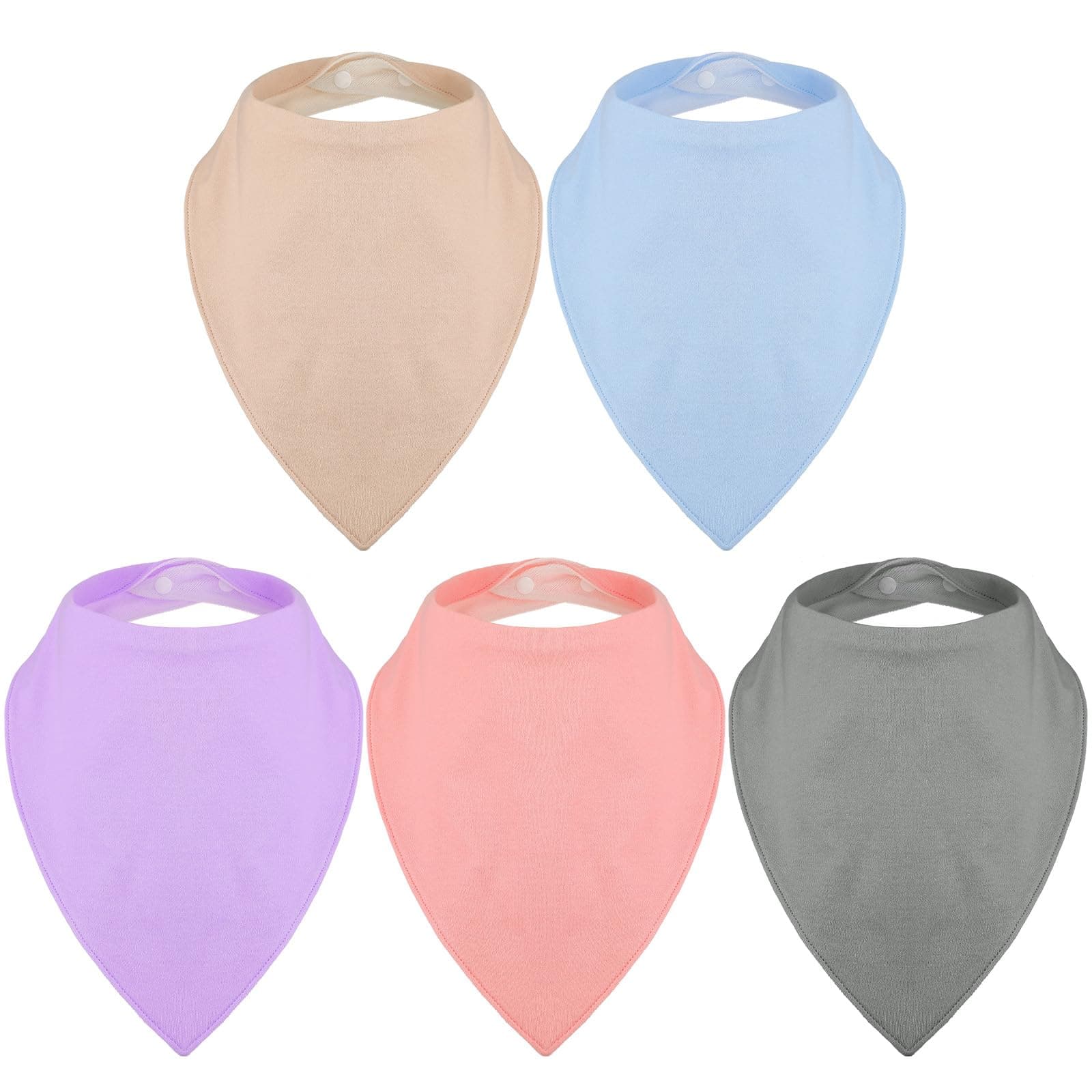 5 Pack Adult Drool Bandana Bibs Soft Large Absorbent Bibs Set for Special Needs Waterproof, Kids 4+ Years, Teens, Men Women(Cream. Blue, Purple, Pink, Gray.)