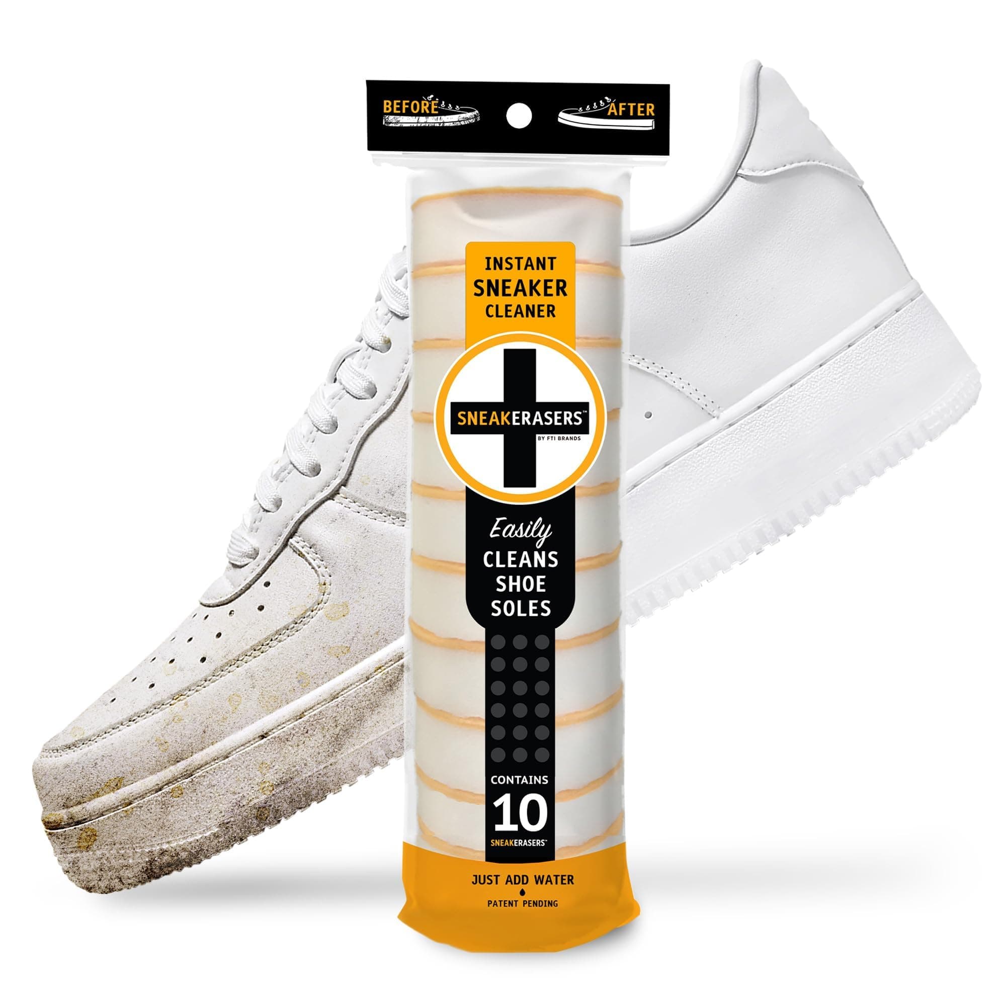 SneakERASERS Instant Sole and Sneaker Cleaner | Trainer Cleaner with Innovative Dual Layer Technology | Dirt Eraser Sponge with Powerful Micro Particles | Pack of 10