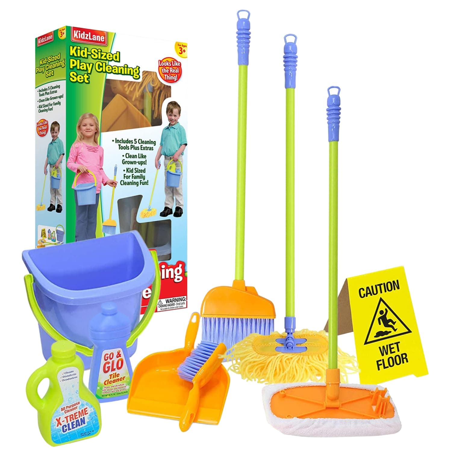 kidzlane Kids Cleaning Set – Mini Housekeeping Toys Great for kids ages 2-4. Cleaning Supplies with Toy Broom/Duster/Brush/Dust Pan/Mop & More, “Hours of Fun & Pretend Play”