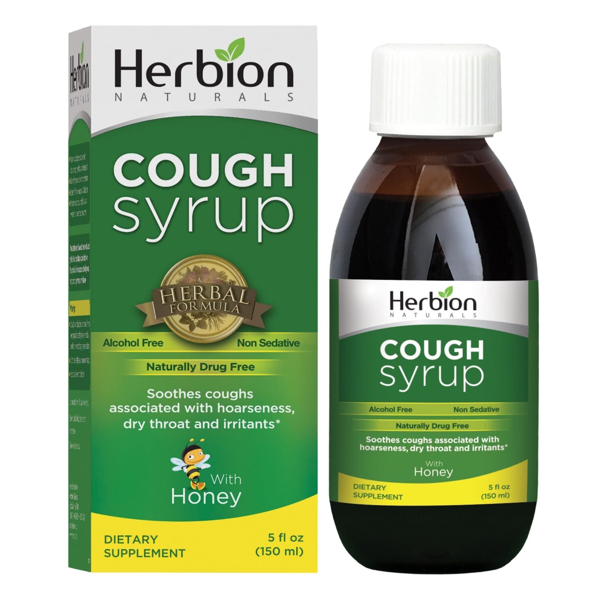 Cough Syrup with Honey, Helps Relieve Cough & Soothes Sore Throat, for Adults & Kids 13 Months and Above, 5 FL Oz