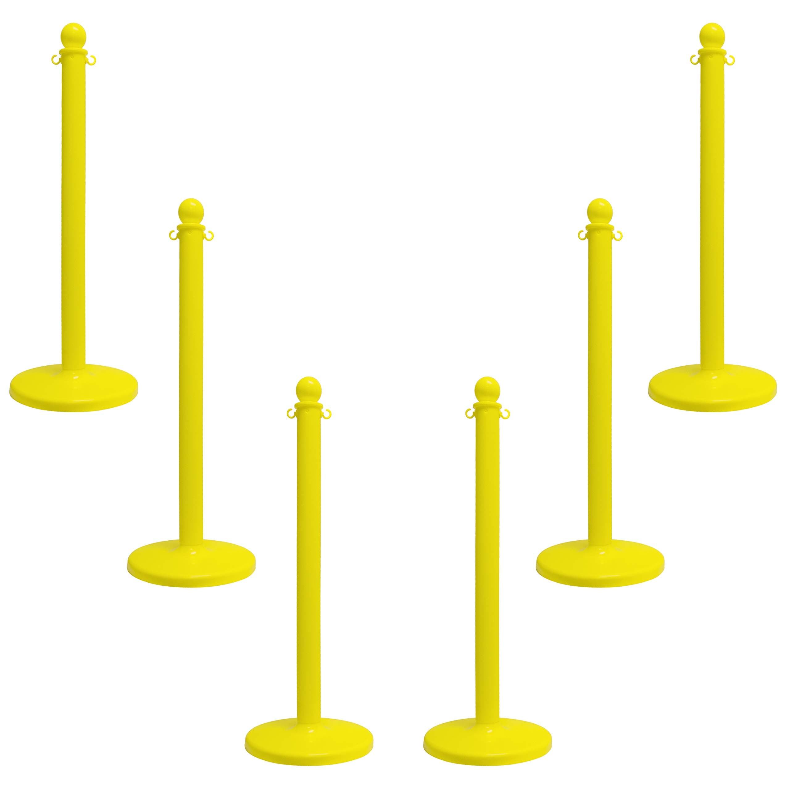 Mr. Chain 96402-6 Yellow Stanchion, 2.5" link x 40" Overall Height, Pack of 6