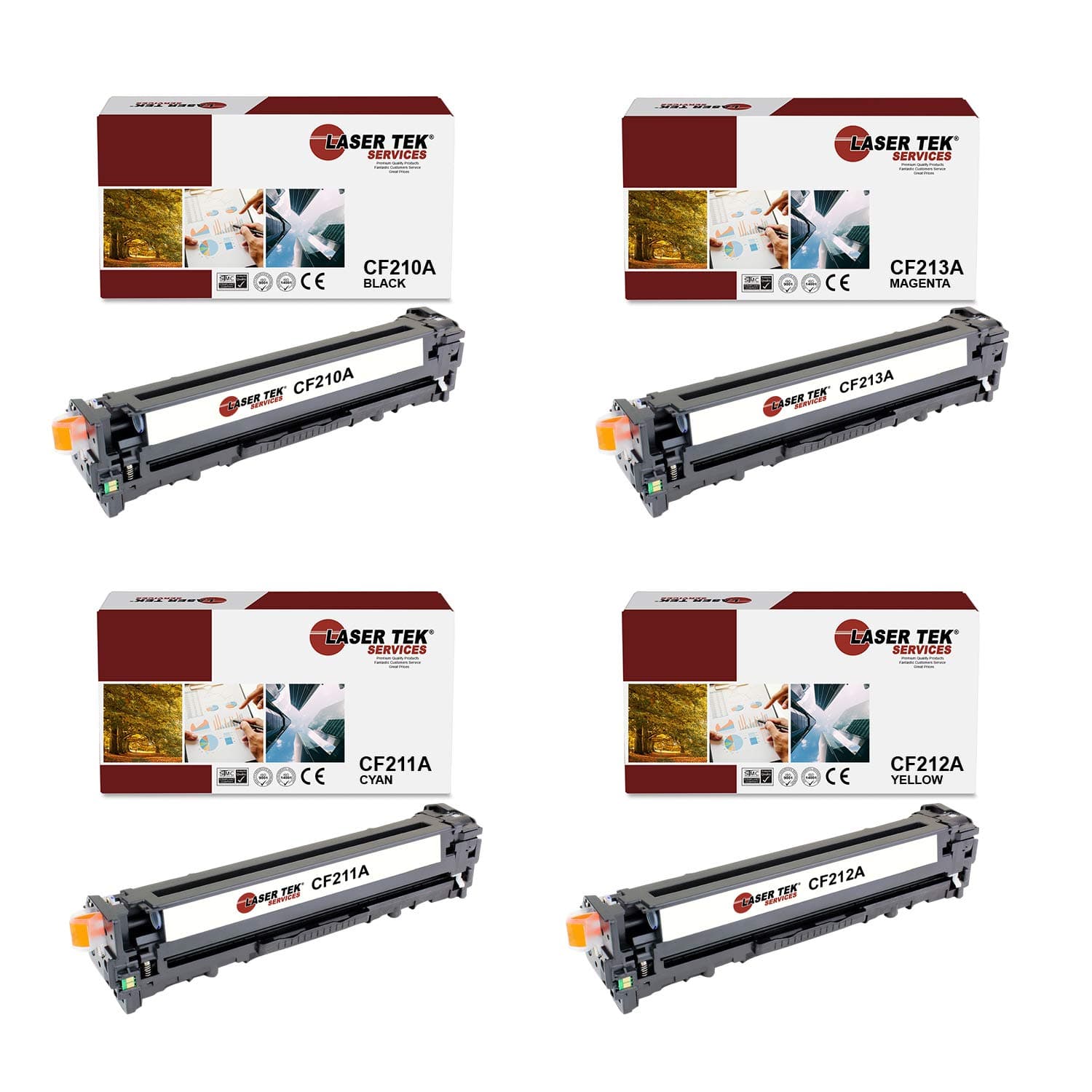 Laser Tek Services Compatible Toner Cartridge Replacement for HP 131A CF210A CF211A CF212A CF213A Works with HP Laserjet Pro 200 Color M251n M251nw MFP Printers (Black, Cyan, Magenta, Yellow, 4 Pack)