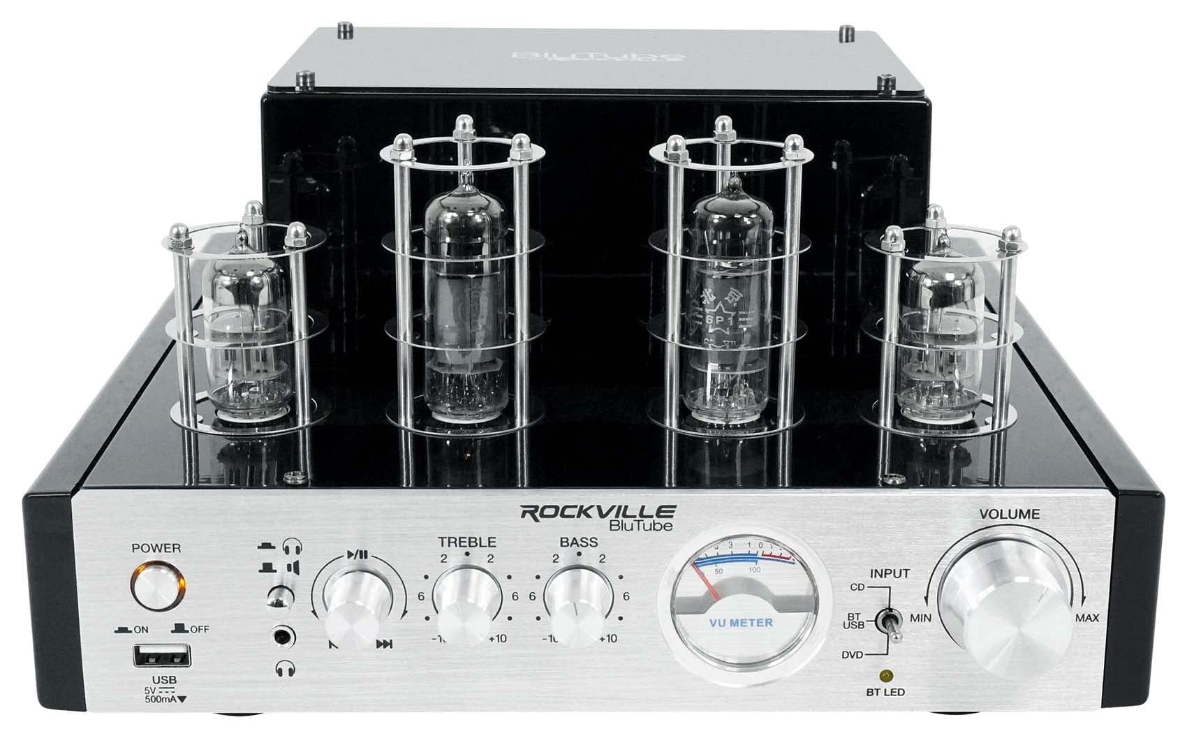 Rockville BluTube 70W Tube Amplifier Stereo Receiver, Bluetooth, EDR, Compact Design, Warm Sound, for Home Audio Enthusiasts