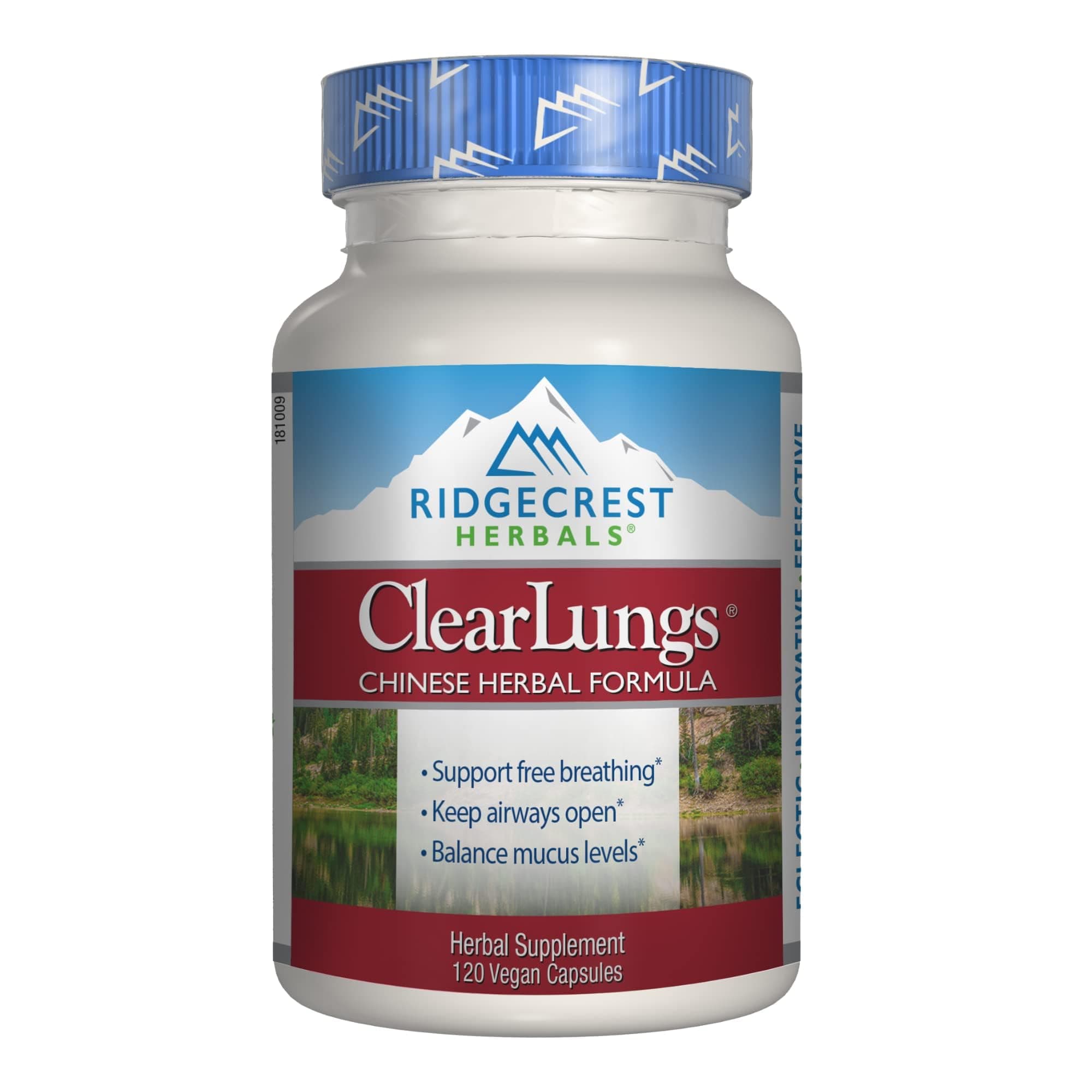 Ridgecrest Herbals ClearLungs Classic, Natural Lung and Nasal Daily Health Supplement for Bronchial, Respiratory, Immune, Sinus, and Mucus Wellness Support, Herbal Formula (120 Caps, 60 Serv)