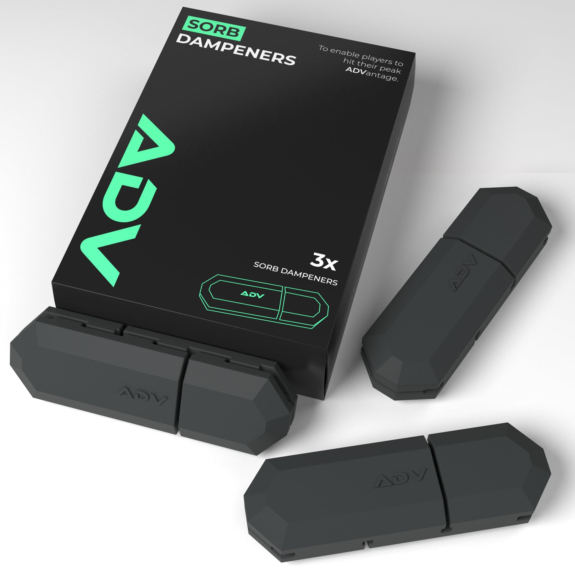 Dampener with Custom Feel - 3 Pack - Racket Shock Absorber to Reduce Vibration, Relieve Symptoms of Injury and Stay on The Racket - Engineered Poly-Silicone Tennis Racket Dampener