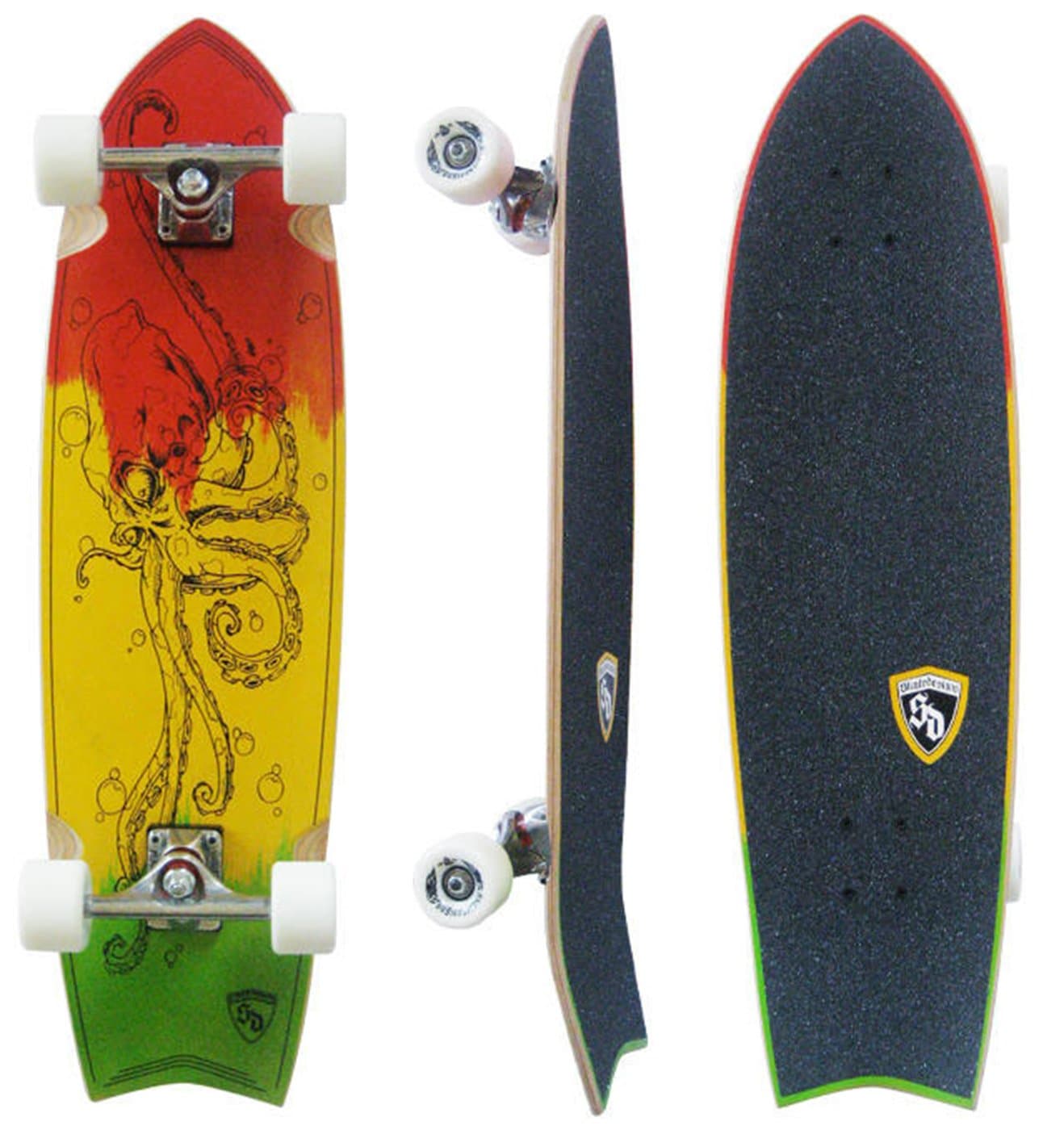Skate Designs Rastapus Cruiser Complete Skateboard, Rasta