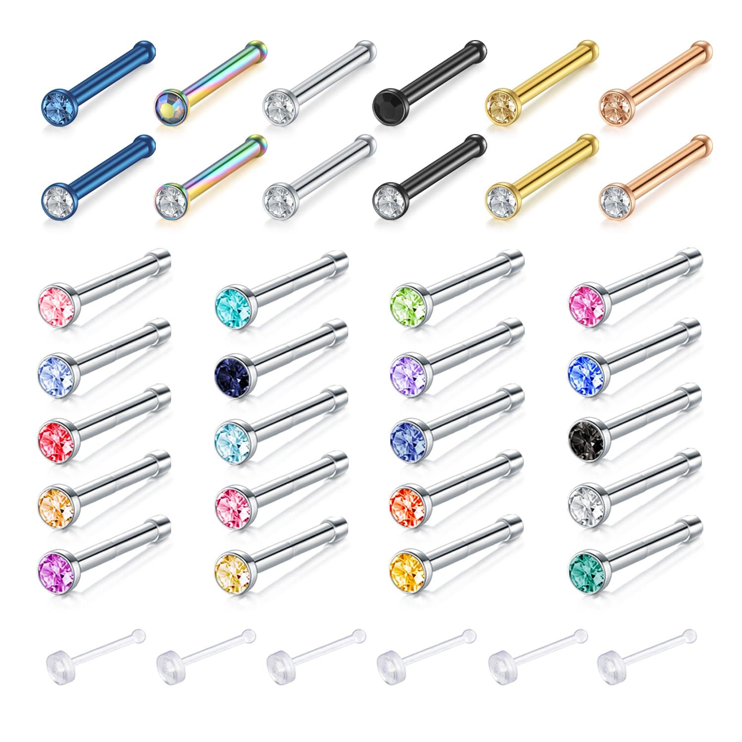 18G 20G 22G Nose Pin Bone Screws Studs Surgical Steel Body Piercing Jewelry for Women Men