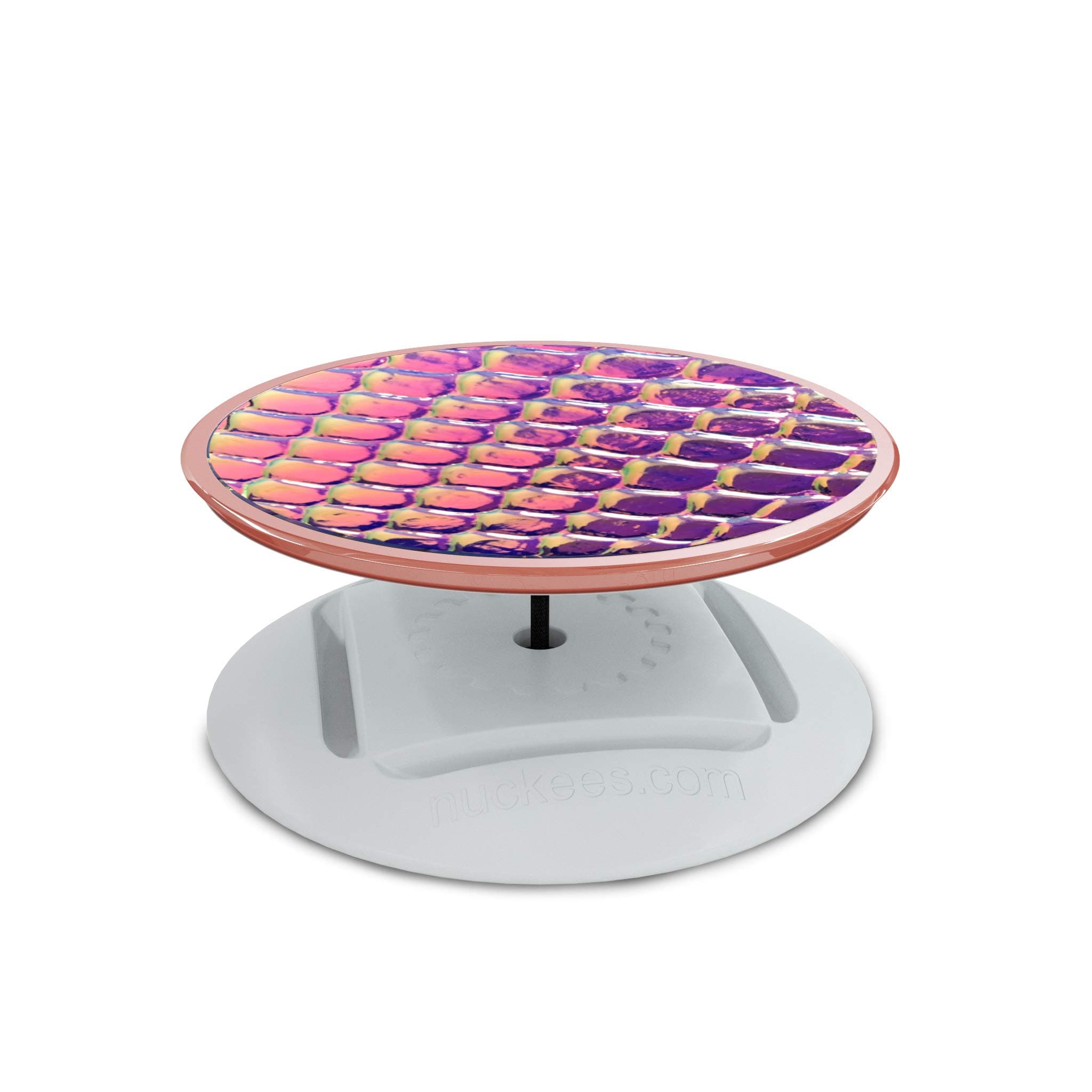 – The only phone grip & stand with collapsible magnetic-lock, 4-way horizontal and vertical stand and patented SnugHug technology to fit any size hand – Iridescent Snake Skin Purple Rose