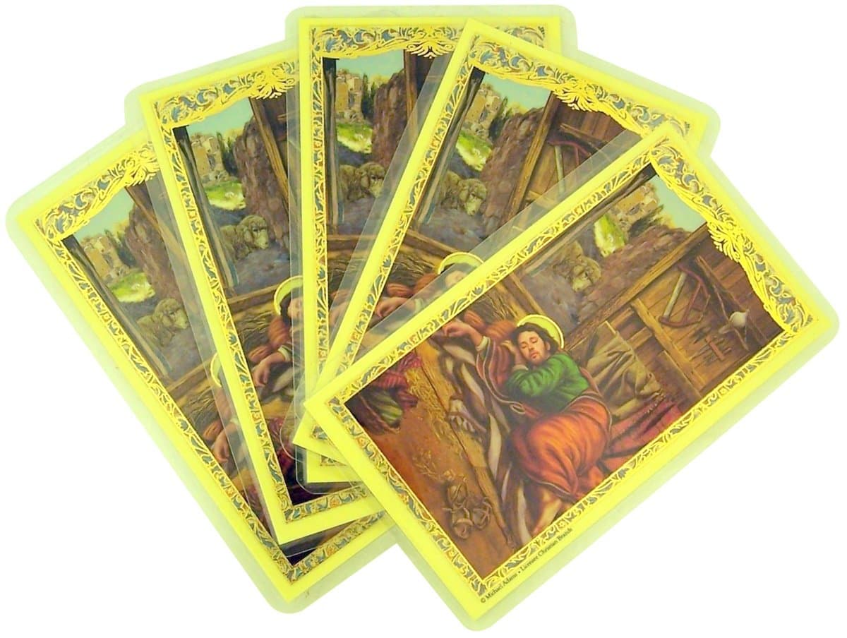 The Sleeping Saint Joseph Laminated Holy Card with Prayer, 4 1/2 Inch (Pack of 5)