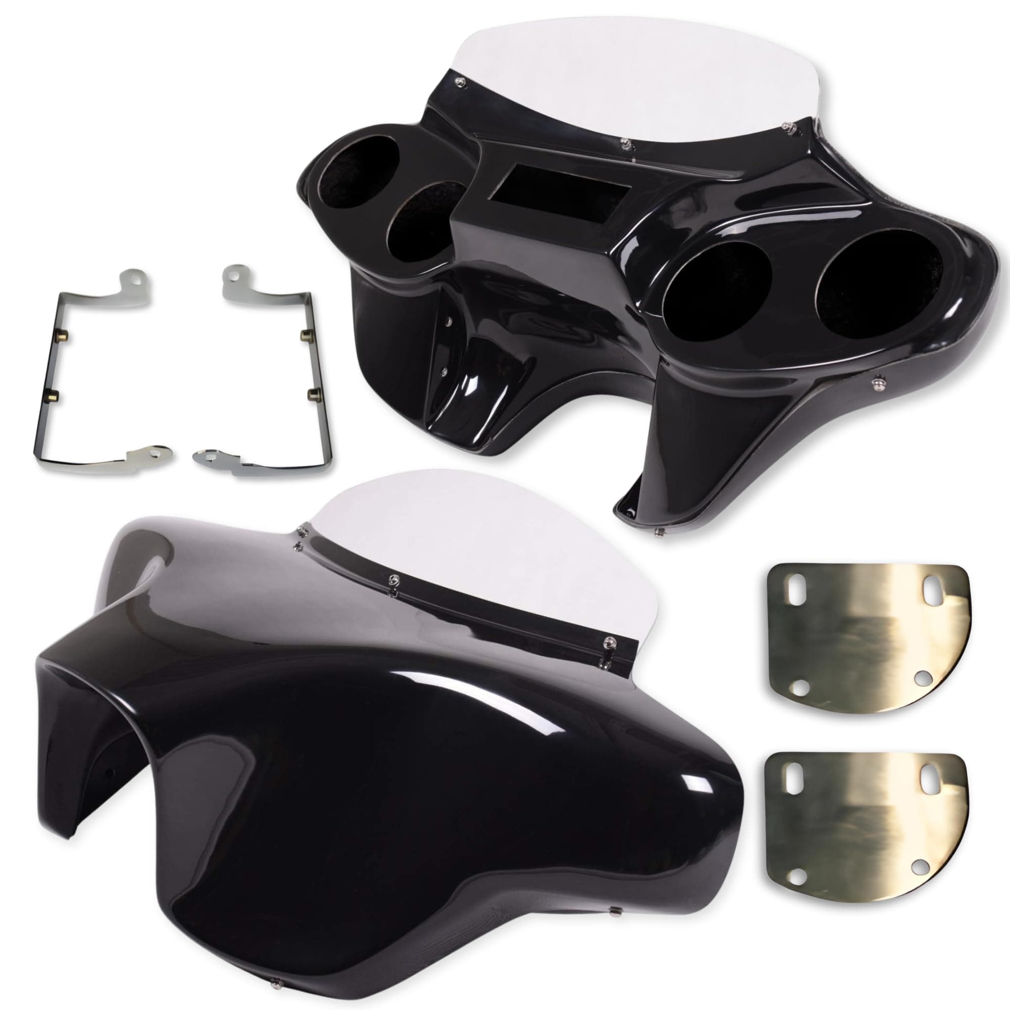 Vector Batwing Fairing Compatible with Honda VTX 1300/1800 - Fiberglass Motorcycle Fairing with 4x5.25" Speaker Cutouts & Honda VTX Motorcycle Windshield