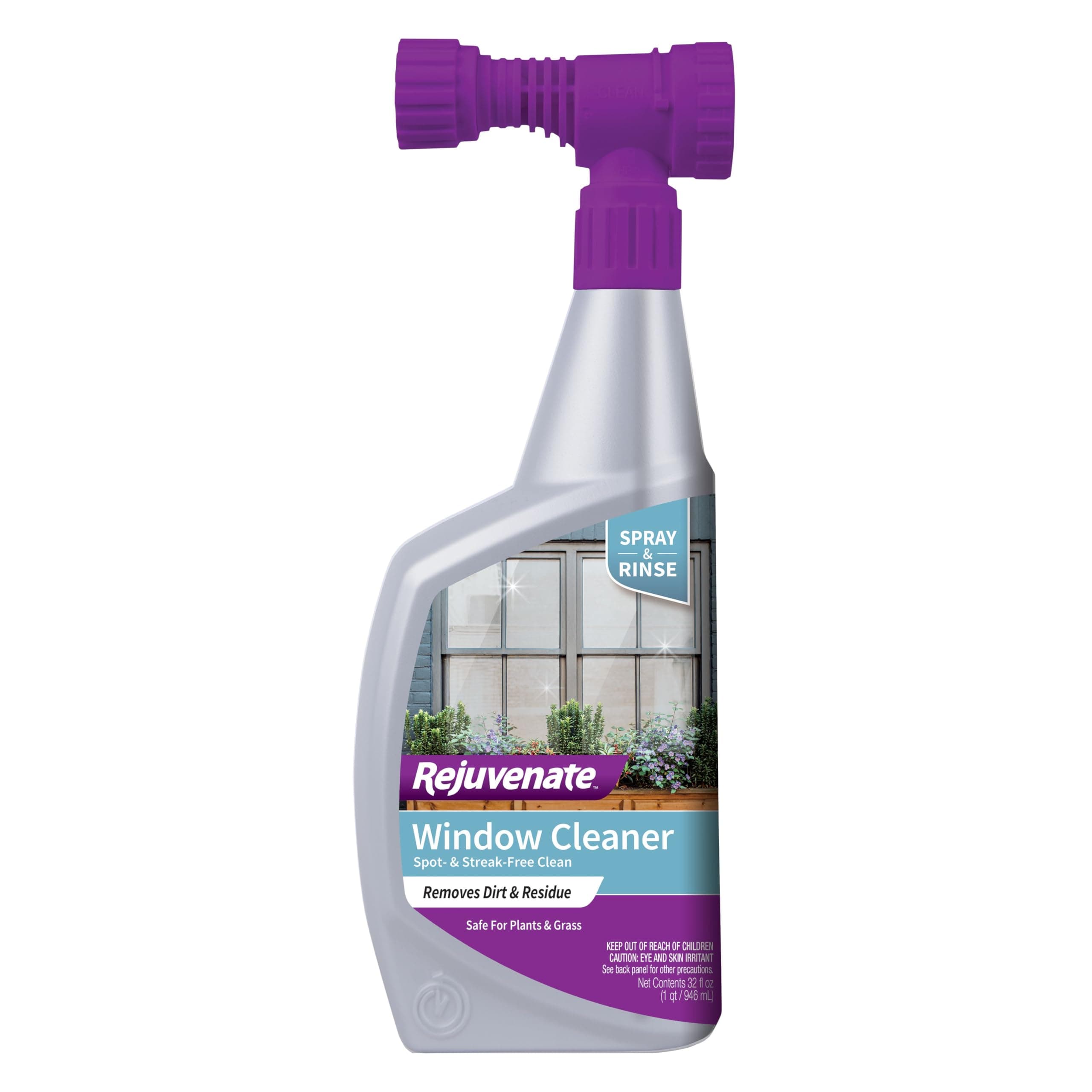 High Performance Outdoor Window Spray and Rinse Cleaner with Hose End Adapter Instantly Removes Grime and Dirt Streak-Free Shine (32 oz)