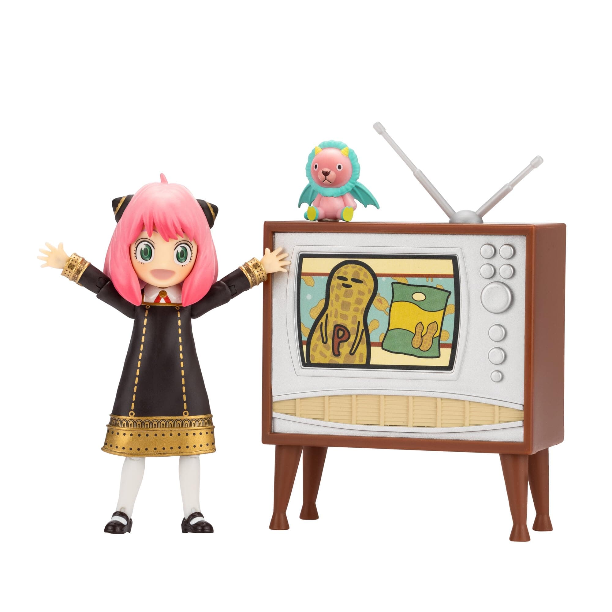 Total Anime Ania Forger - 6.5" Scale Figure with Interchangeable Faceplate, Alternate Needle, Teddy Bear, and TV Set