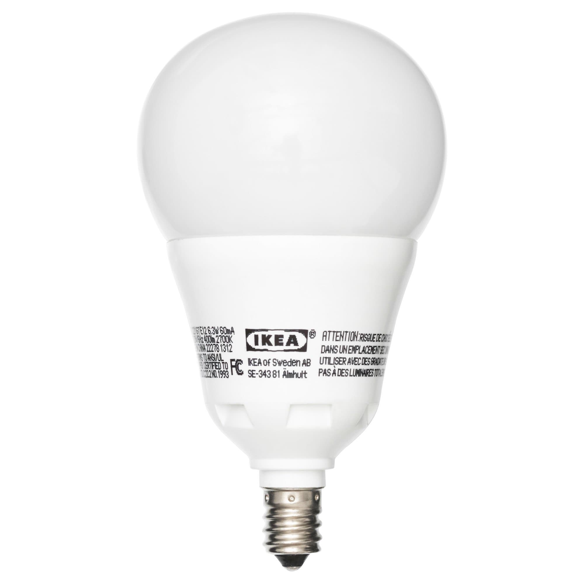 Ikea Ledare E12 400 LED Light Bulb 6.3 Watt DIMMABLE Globe Opal