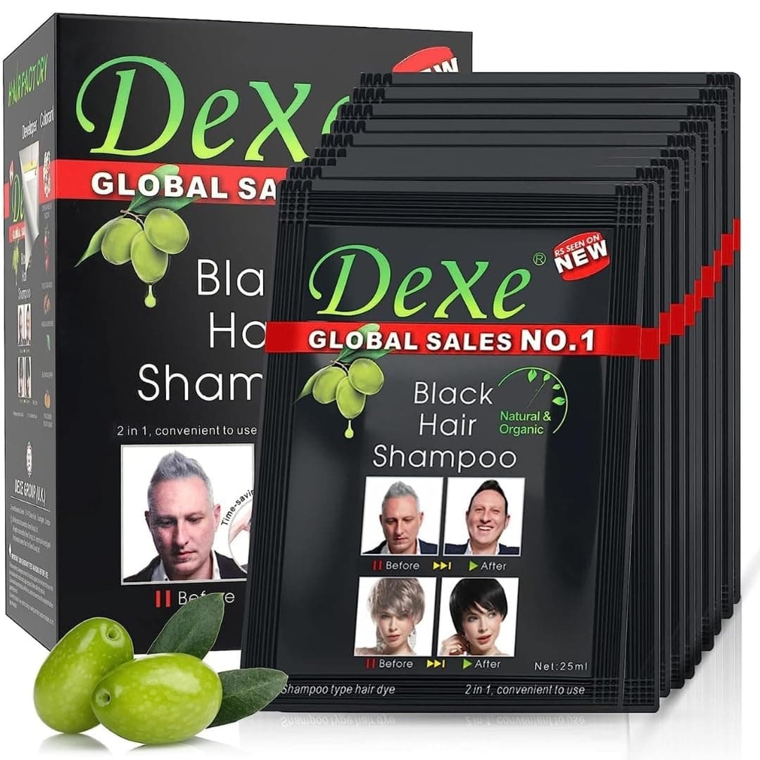 NIKITA.VIVIBlack Hair Shampoo (25mlx10), Black Hair Shampoo for Natural Hair, 30 Days Temporary Instant Hair Dye Maintain for Men and Women, Grey Hair Color Shampoo Black Wash Hair Cream