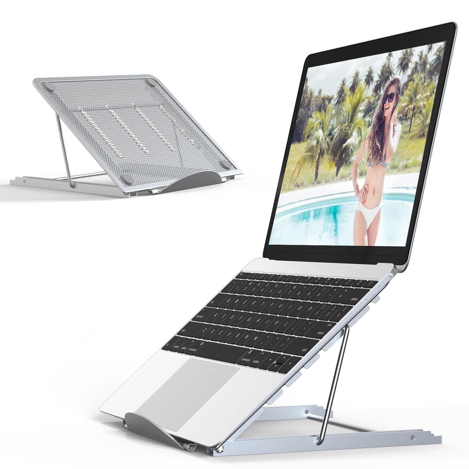 Laptop Stand,Foldable Portable Ventilated Desktop Laptop Holder,Universal Lightweight&Adjustable Ergonomic Tray Mount Compatible with iM(ac)/Laptop/Notebook Computer/Tablet (White)