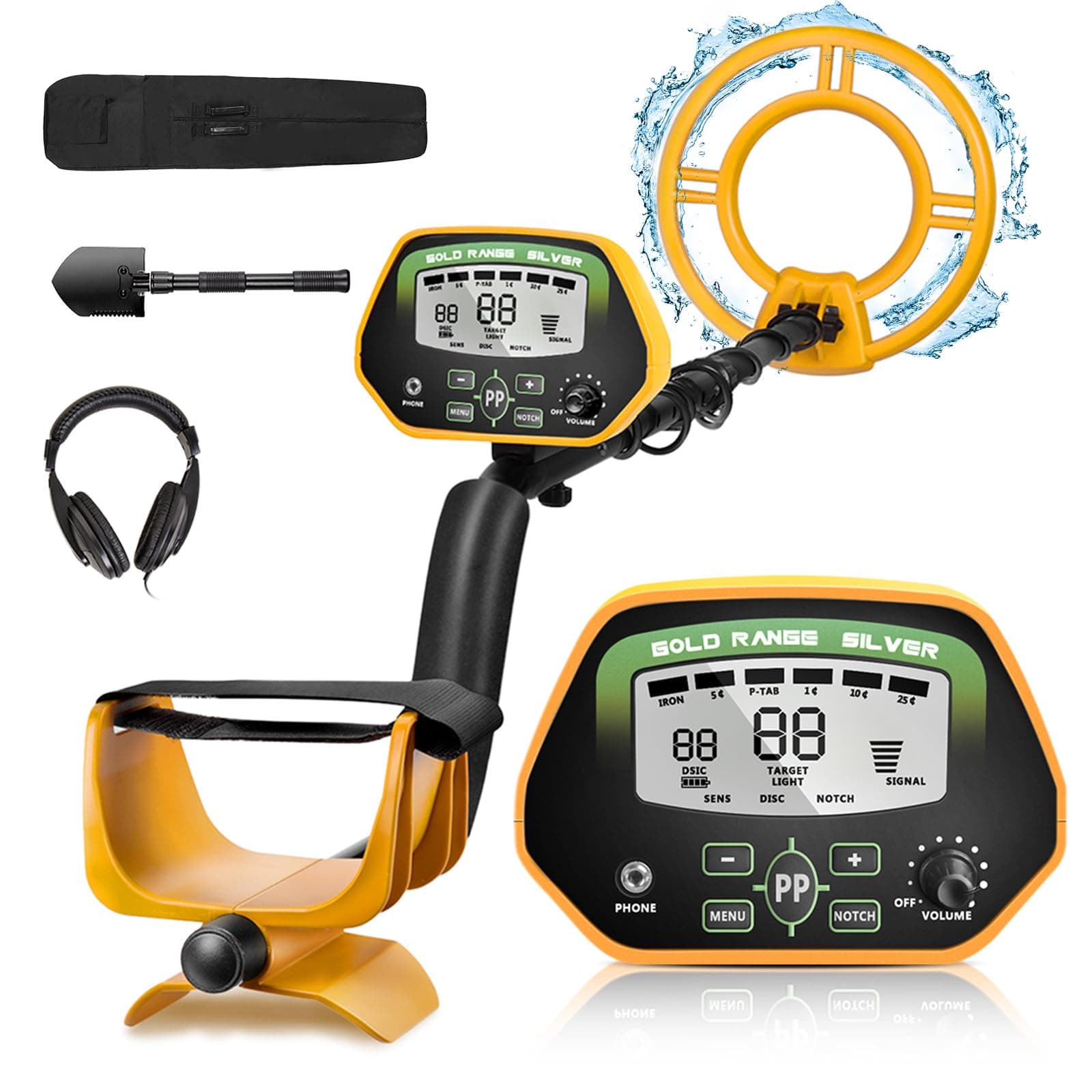 RM RICOMAX Metal Detectors for Adults - Professional Gold Detector for Treasure Hunt, IP68 Waterproof 10" Search Coil, Higher Accuracy with Stong Modes, Adjustable LCD Display with Headphones