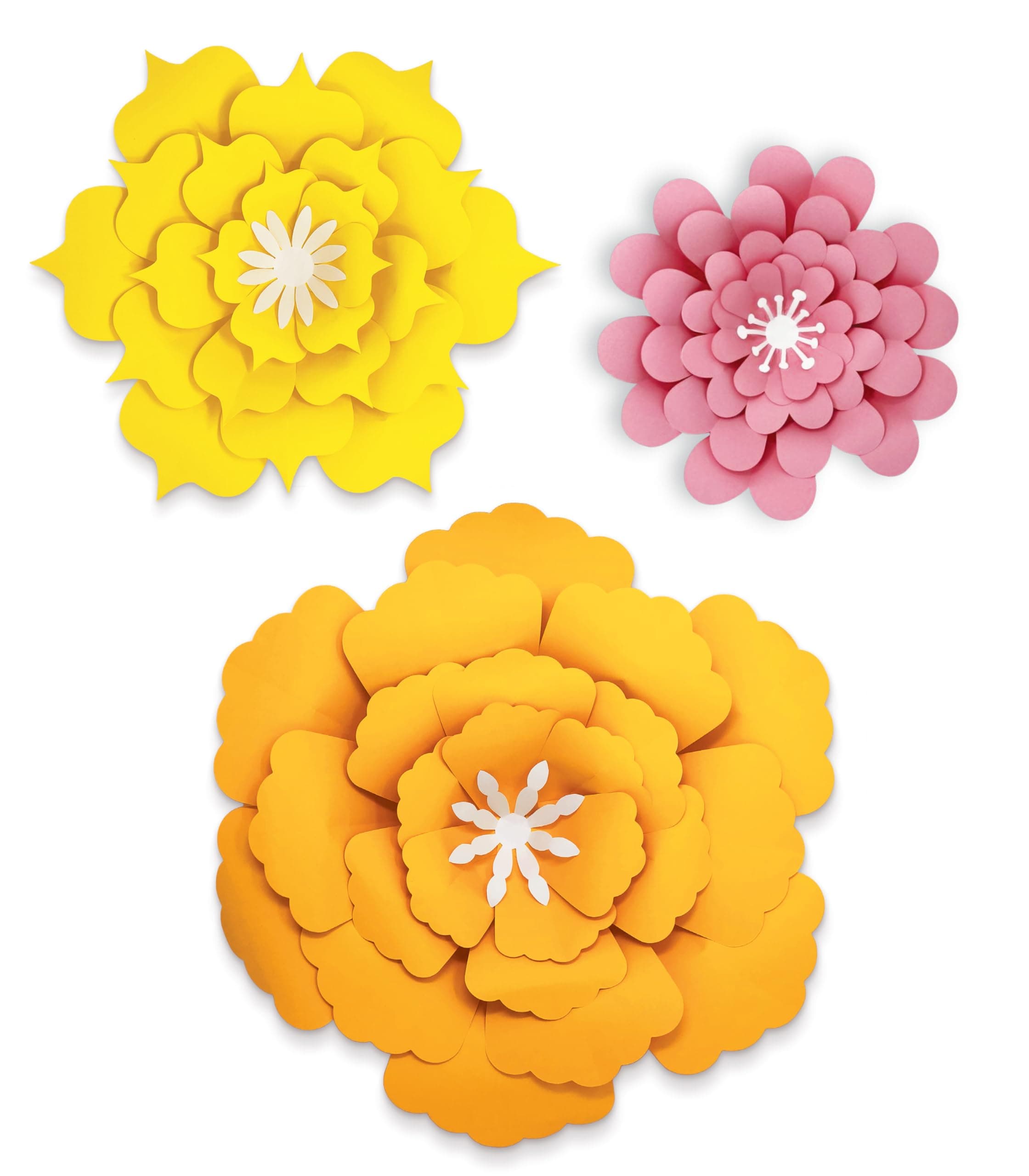 Carson Dellosa Education Creatively Inspired 3D Flower Bulletin Board Decorations, Orange, Yellow & Pink Flower, Paper Flowers Decorations for Wall, Flowers for Parties, Backdrops & Classroom Walls