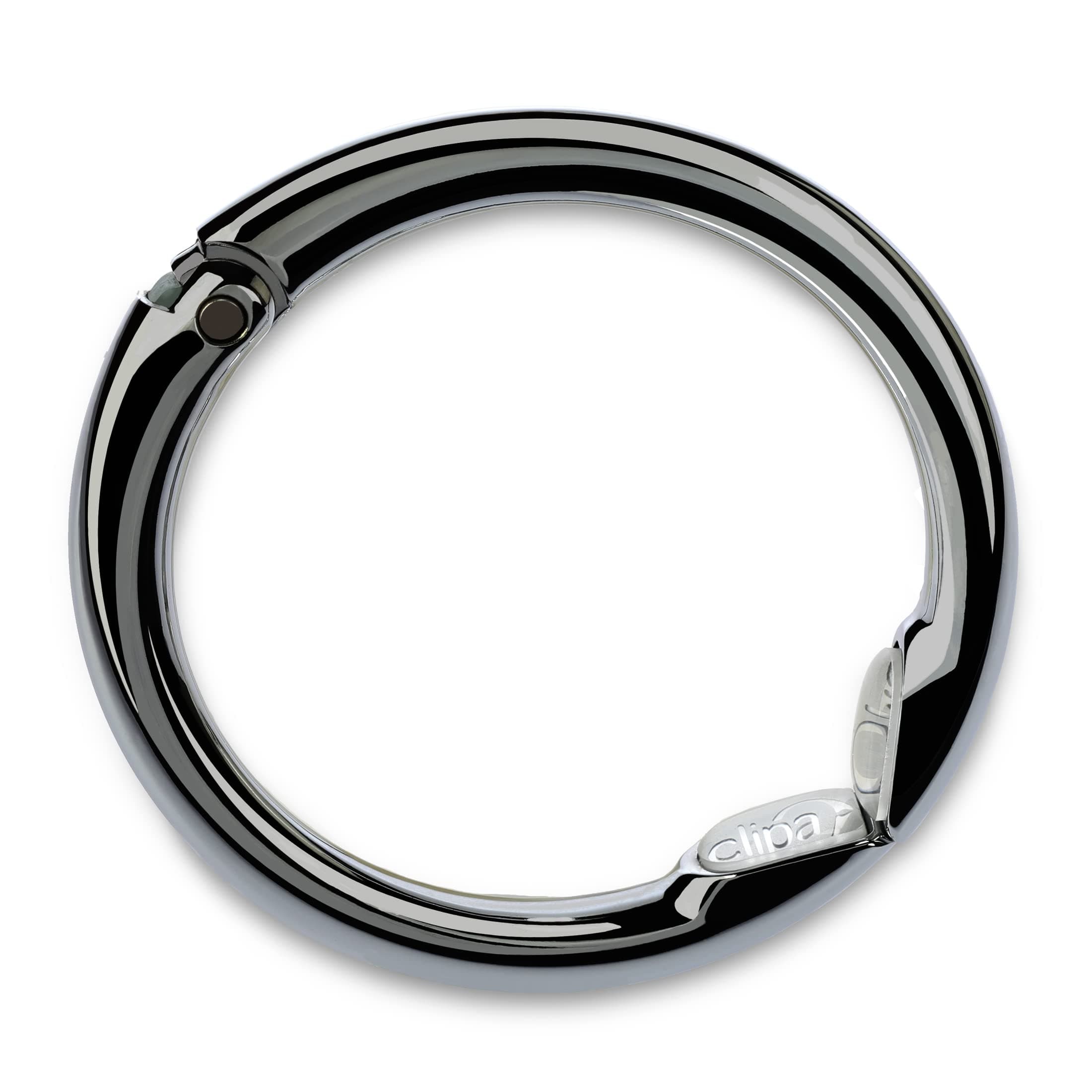 Clipa Purse Hanger – Polished Hematite PVD - The Ring That Opens into a Hook and Hangs in Just 10 mm of Space, Holds 15 kg, 3 yr. Warranty