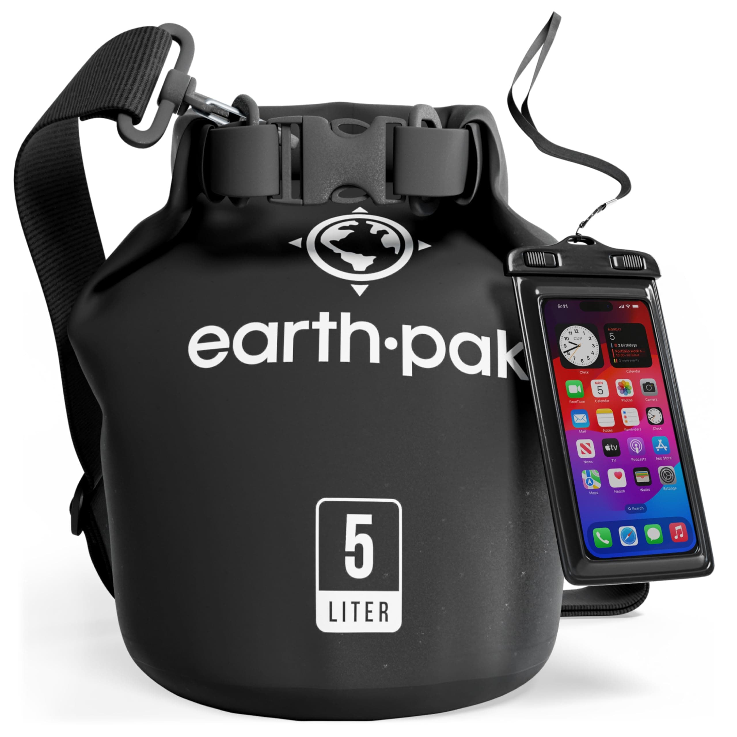 Earth Pak Waterproof Dry Bag - Roll Top Waterproof Backpack Sack Keeps Gear Dry for Kayak with Waterproof Phone Case