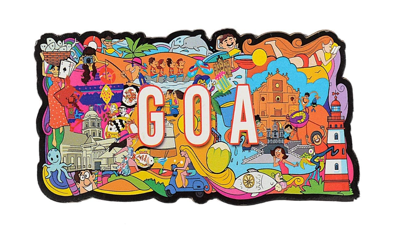 SkyWalker India Souvenir Wooden MDF Goa Fridge Magnet (Multicolour)
