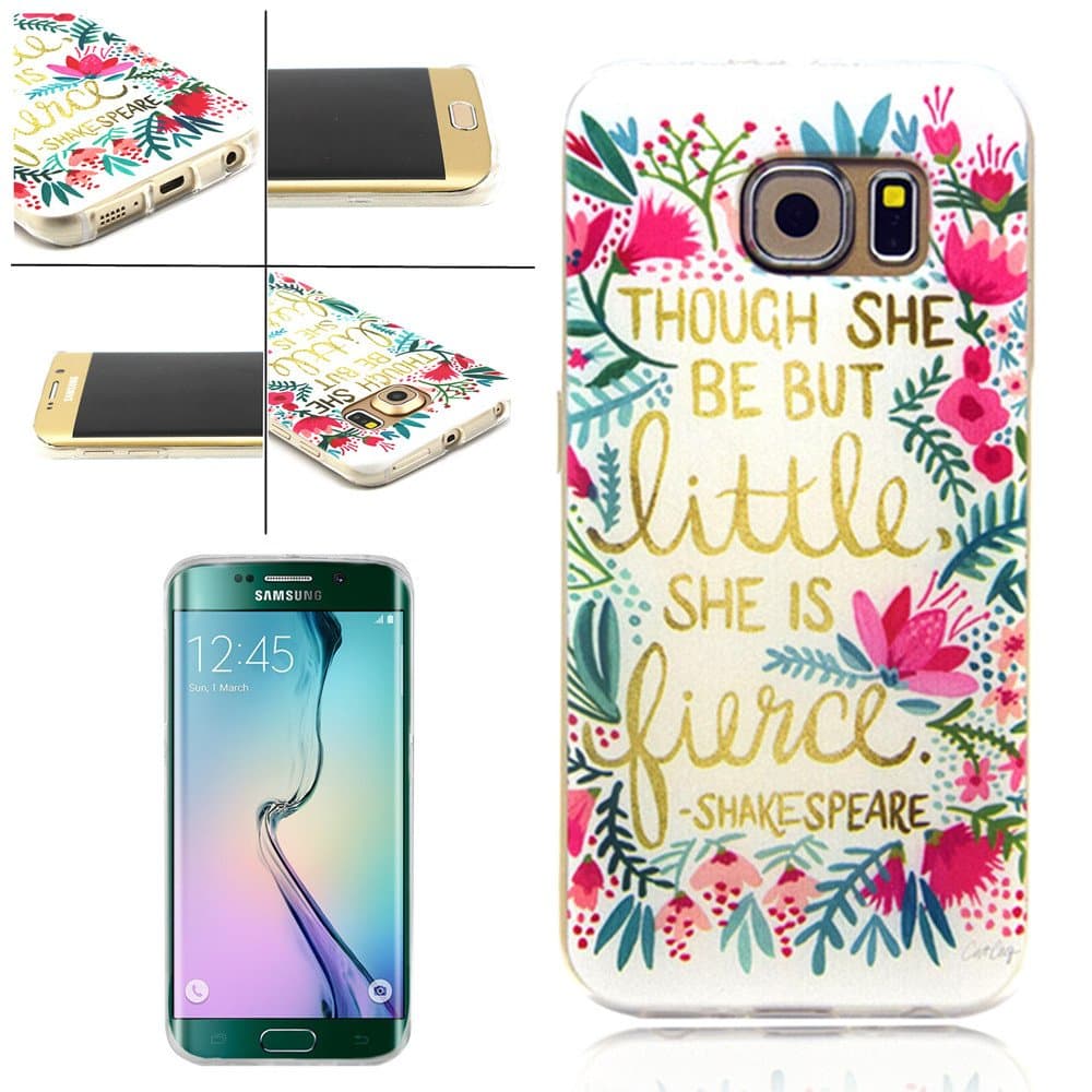 Galaxy S6 Edge Case，WenBelle BumperNEW [Ultra Hybrid] [Crystal Clear] A Style Hybrid Fancy Colorful Pattern Hard Soft Silicone Back Case Cover Fit for Samsung Galaxy S6 Edge (flowers poetry)