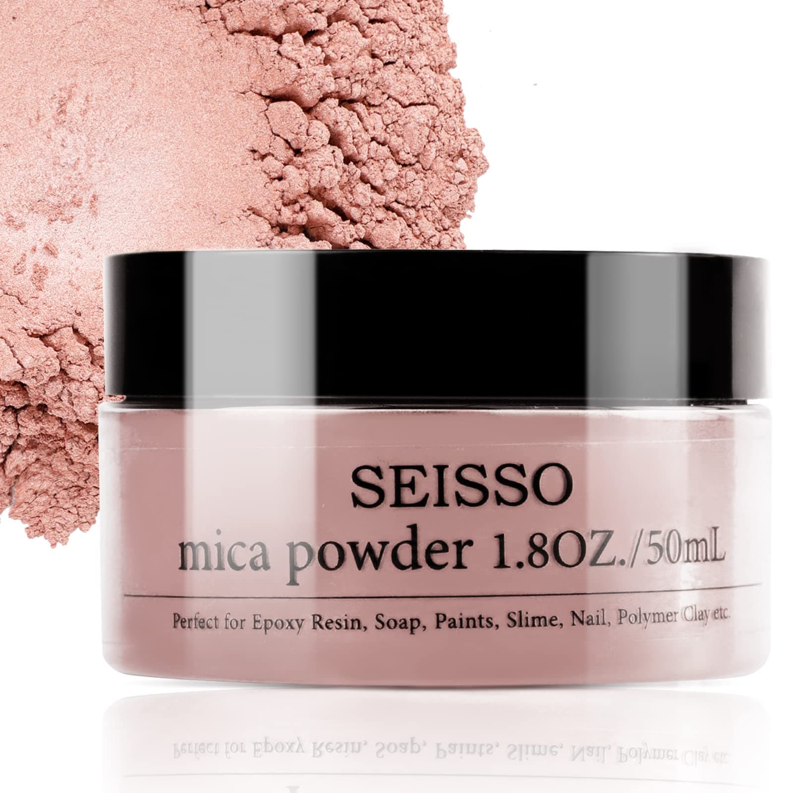Rose Gold Mica Powder, SEISSO Mica Powder for Epoxy Resin 1.76 oz /50g, Powdered Pigment for Soap Making, Candle Making, Slime, Nail Polish, Cosmetics Grade for Lip Gloss, Craft Projects