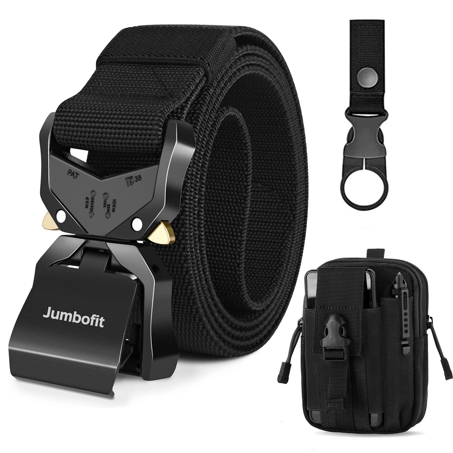 Tactical Belt for Men and Women, Military Work Belt Nylon with Quick-Release Buckle, Gift with Molle Pouch & Clip