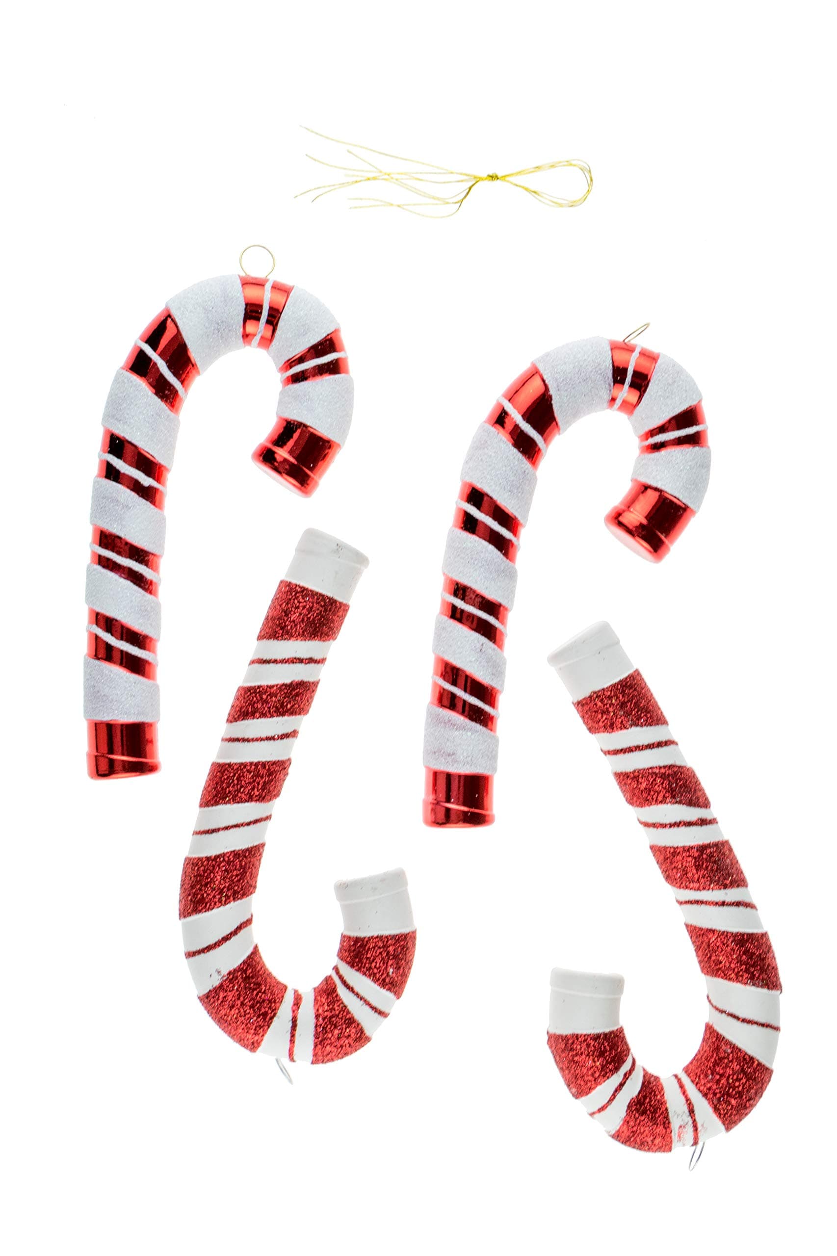 Christmas Candy Cane Shatterproof Ornament Set for Christmas Trees by Clever Creations| 4 Pack | Festive Holiday Décor |Timeless Classic Design | Shatter Resistant | Hangers Included | 5" Tall