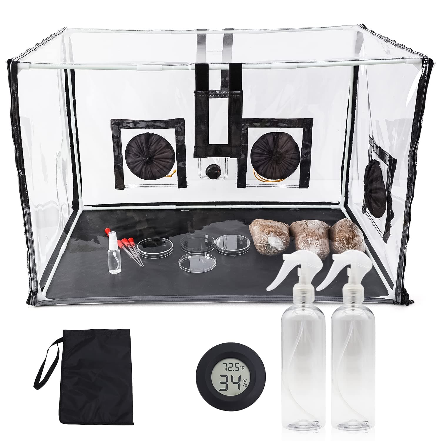 Large Silent Air Box Mushroom Mycology Fume Hood Propagation StationsGrow Kit Mushroom Grow Bags Your Monotub Kit Mushroom Plants BagTent for Spores Horticulture Supplies