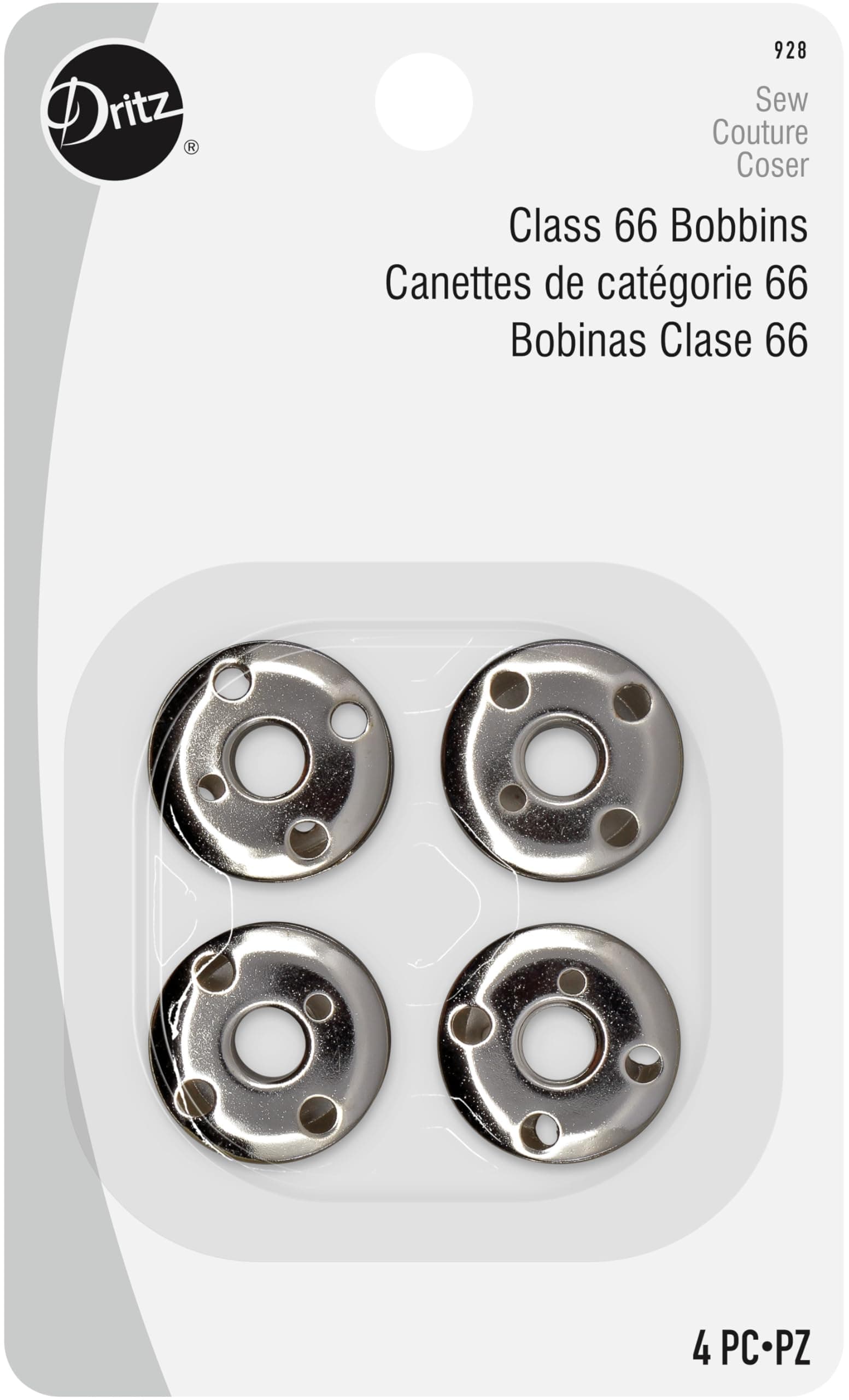 Dritz Class 66 Reusable Bobbins, 4 Count, Metal