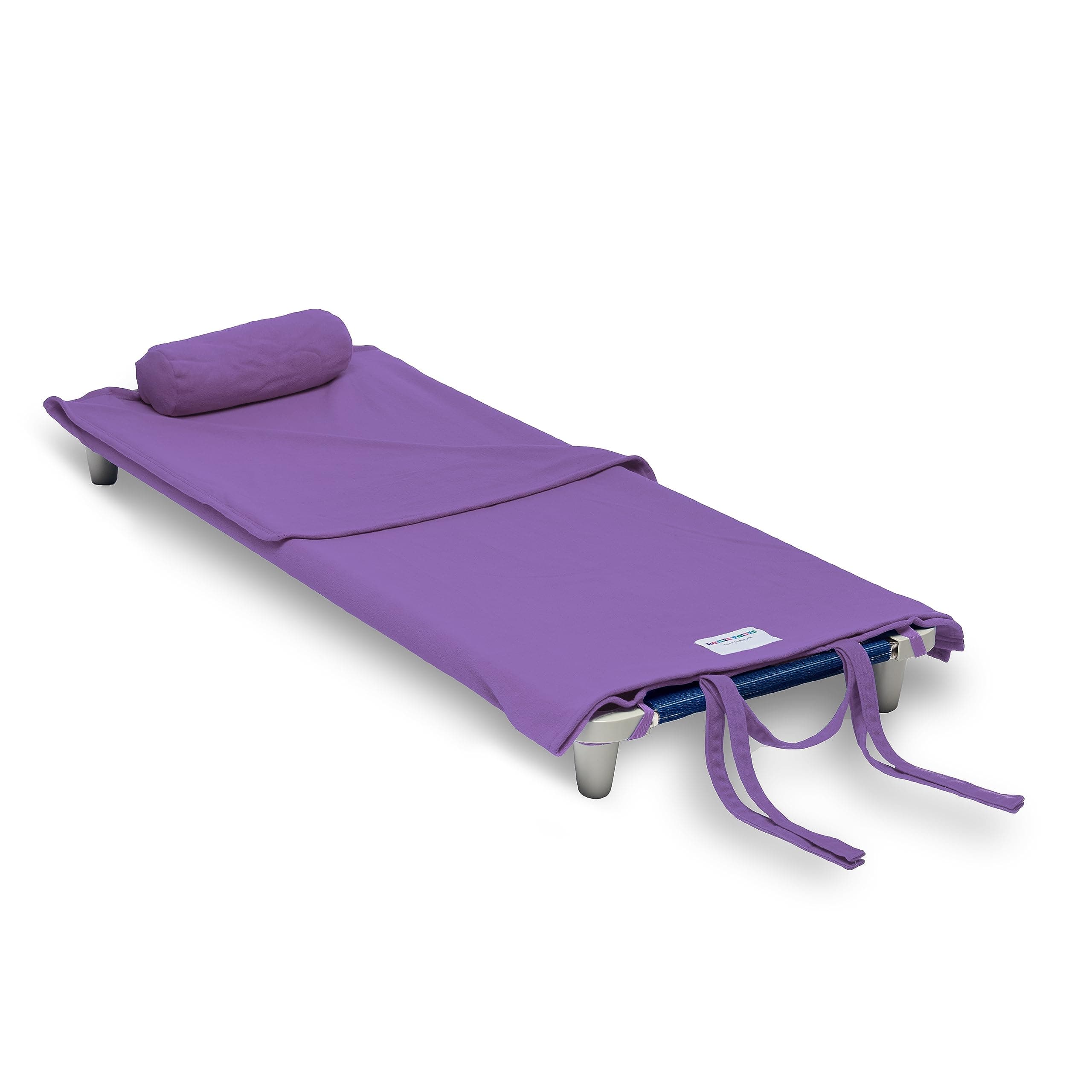 ROLLEE POLLEE プリスクール&デイケア ロールアップ式昼寝ブランケット 枕付き スーパーソフト 伸縮性のあるストラップ付き 標準的なマットやベビーベッドにしっかり固定 (パープル)