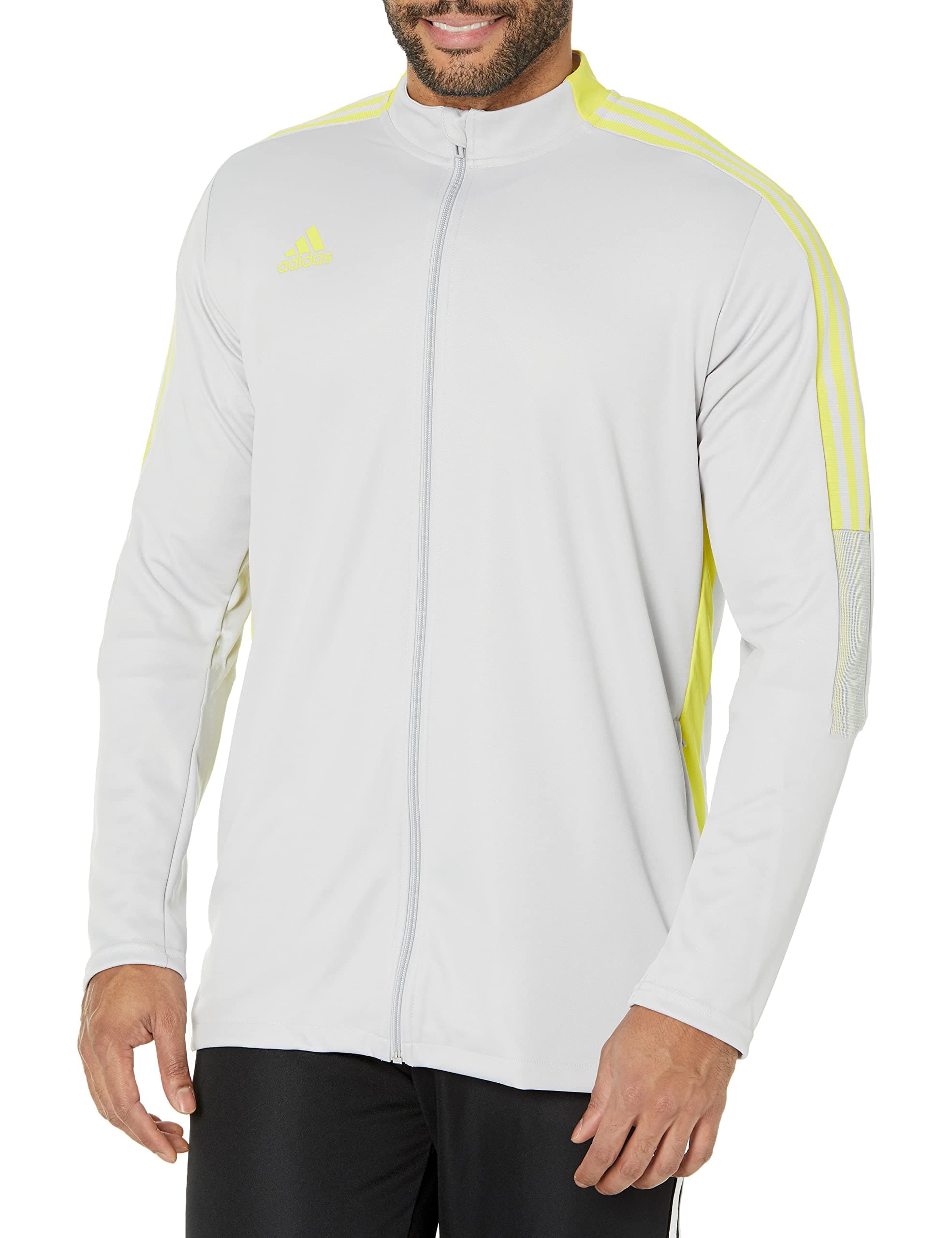 Men's Tiro 21 Track Jacket, Team Light Grey/Bright Yellow, XS
