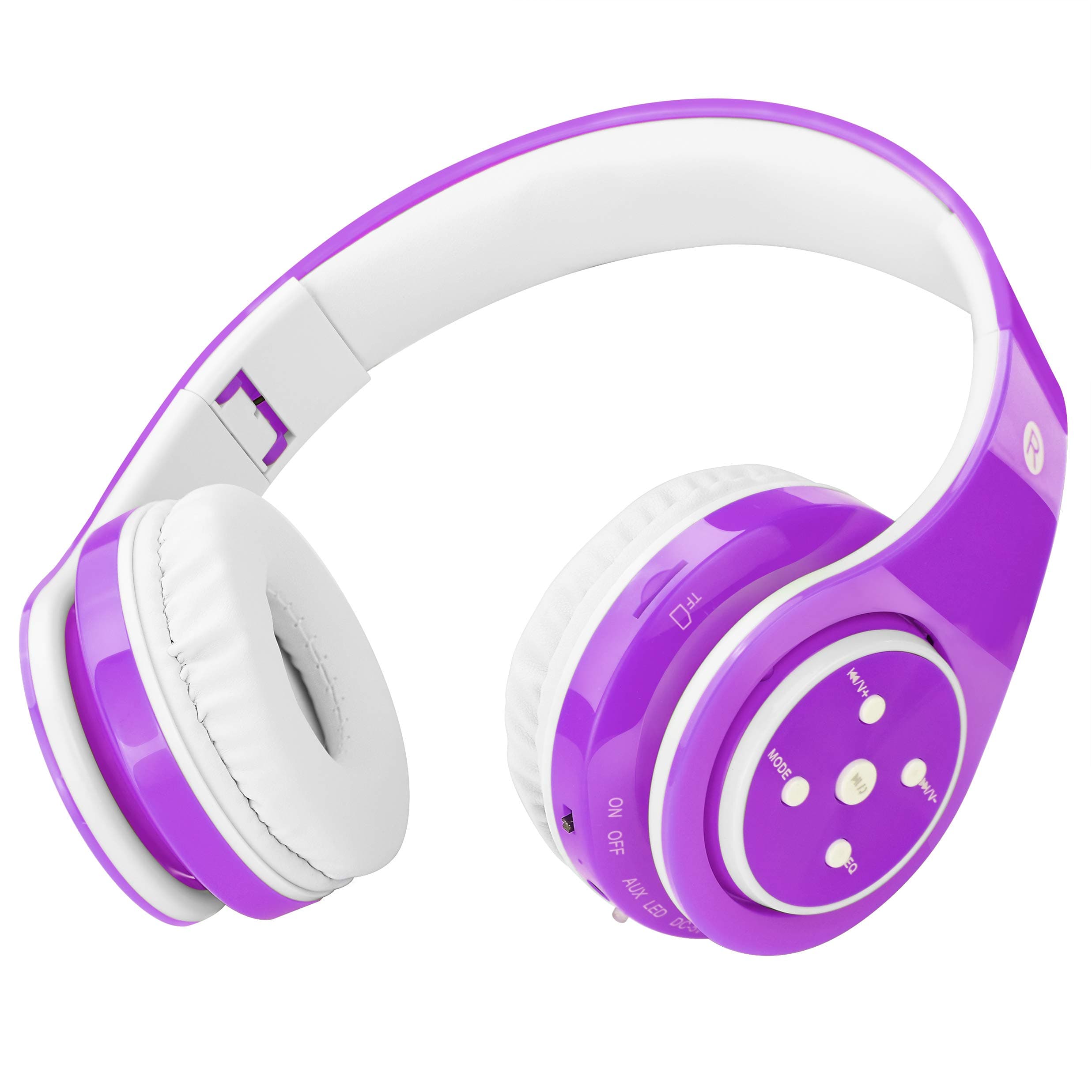 Kids Headphones Bluetooth Wireless 85db/110db Volume Limit Noice Protection Headset Over-Ear and Build-in Mic AUX 3.5mm Wired Headphones for Children Boys Girls Travel School Phone Tablet PC Purple