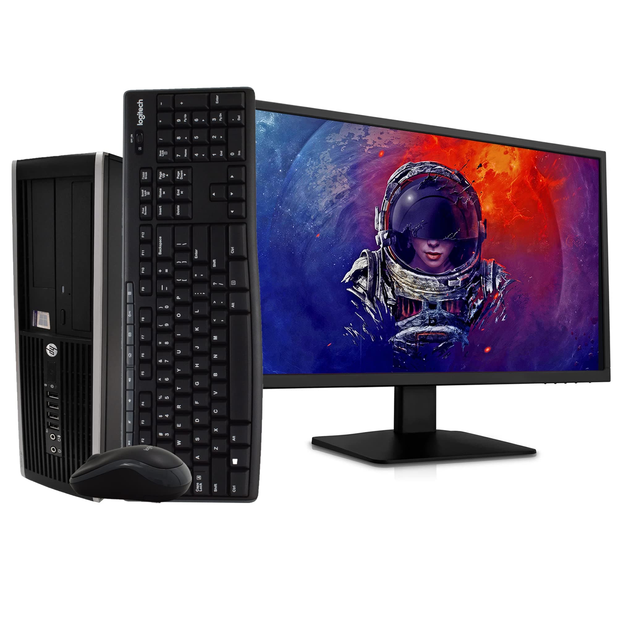 HP Elite Desktop PC Computer | Intel Quad-Core i5 | 8GB Ram | 1TB HDD | 24 Inch LCD Monitor (1080p HDMI) | Wireless Keyboard and Mouse | WiFi + Bluetooth | Windows 10 (6200) (Renewed)