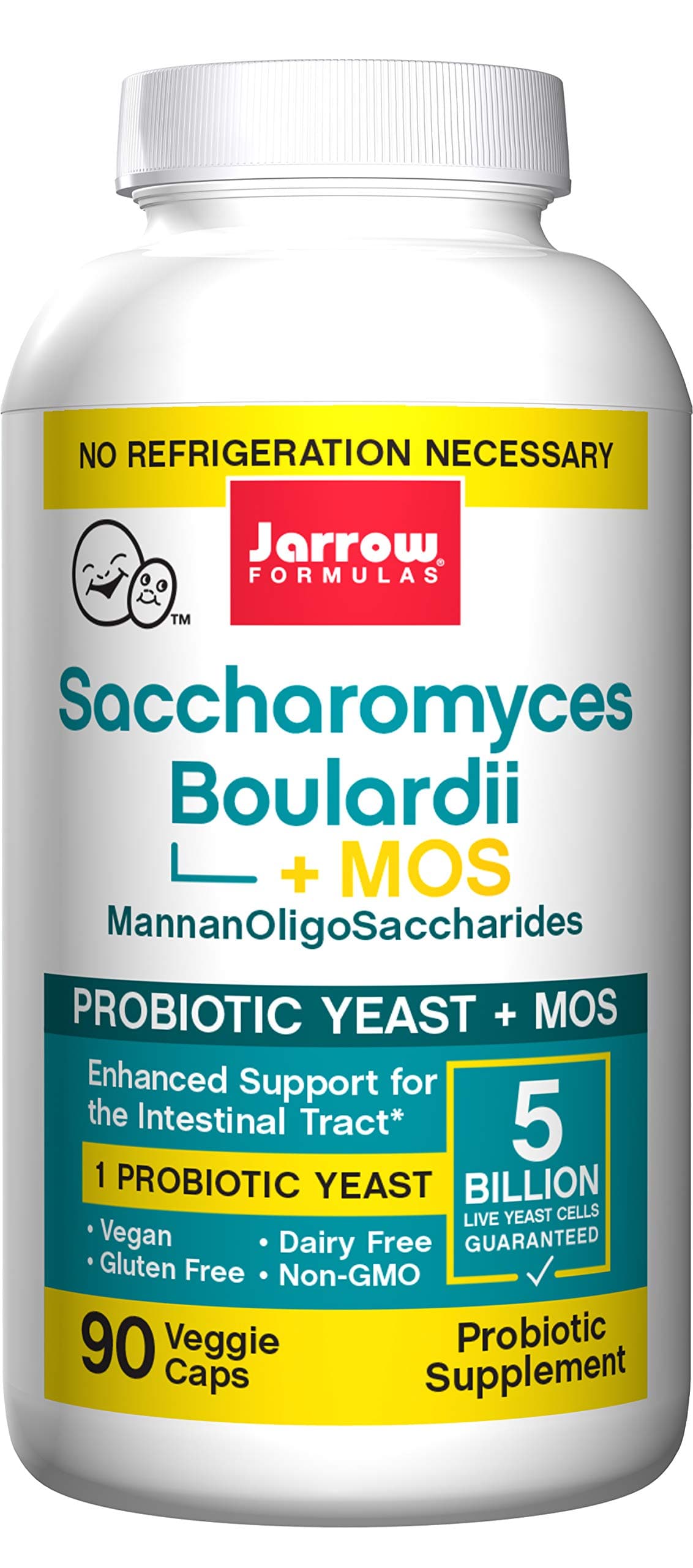 Saccharomyces Boulardii + MOS, 5 Billion Organisms Per Cap, for Intestinal and Digestive Support, 90 Count (Cool Ship, Pack of 3)