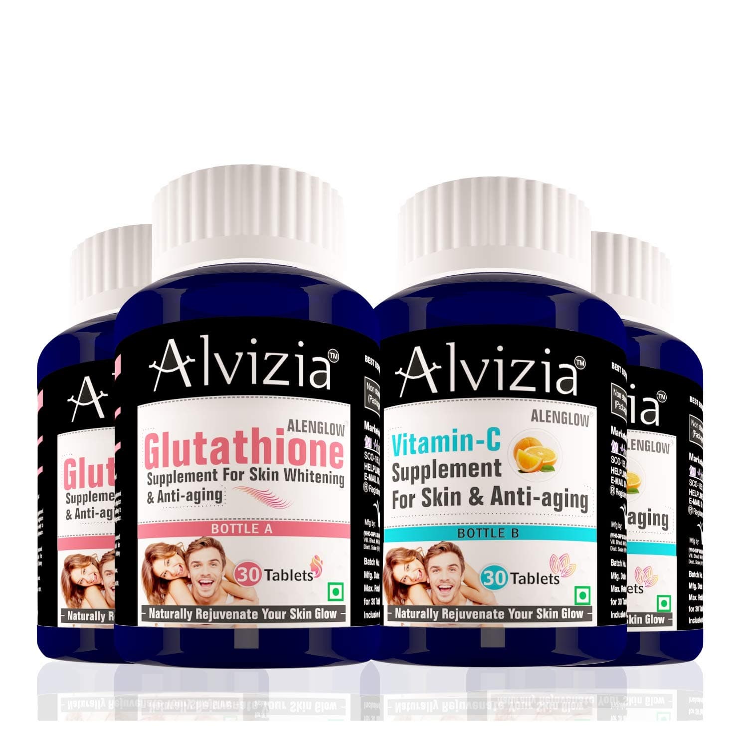 Alvizia L-Glutathione Kit with Vitamin C 1000mg & E, Grape Seed Extract & Alpha Lipoic Acid (60 Vegetarian Tablets, 2 Month Supply) (Pack of 2)