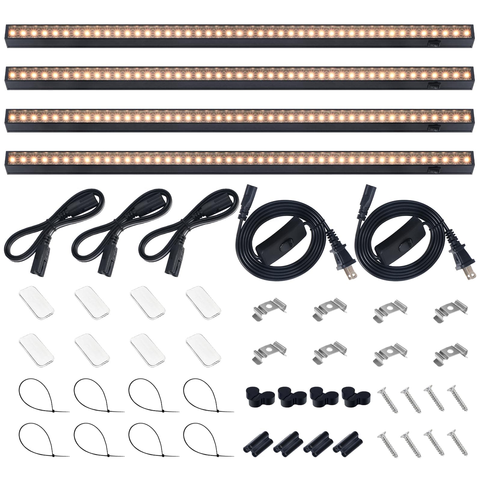 T5 LED Grow Lamp, 2 Feet, Black, Warm Yellow, 4 Piece