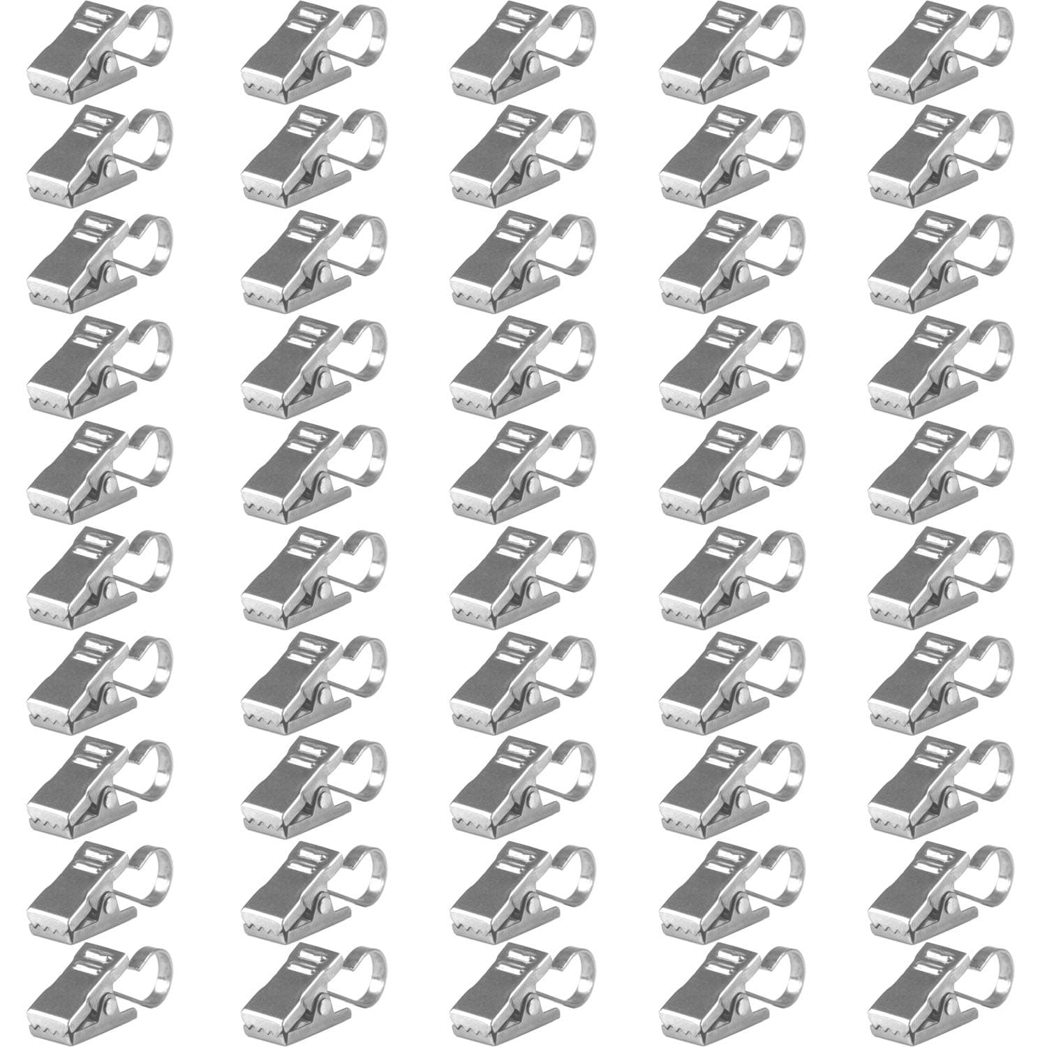 BIHRTCPack of 50 Thickening Stainless Steel Curtain Clips With Hook for Curtain Photos Home Decoration Arts & Crafts Outdoor Party Wire Holder