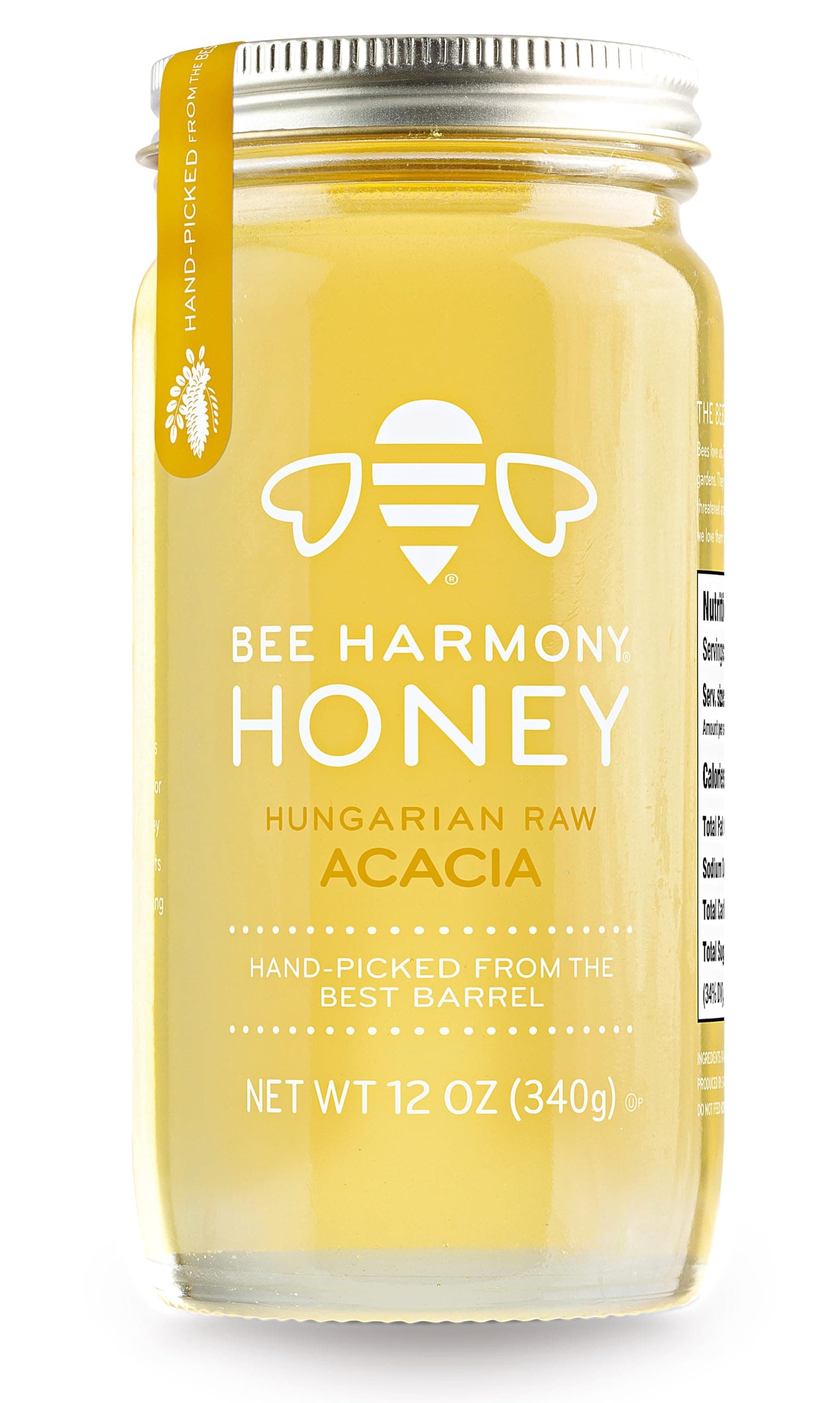 Bee Harmony Hungarian Raw Acacia Honey, 12 Ounce