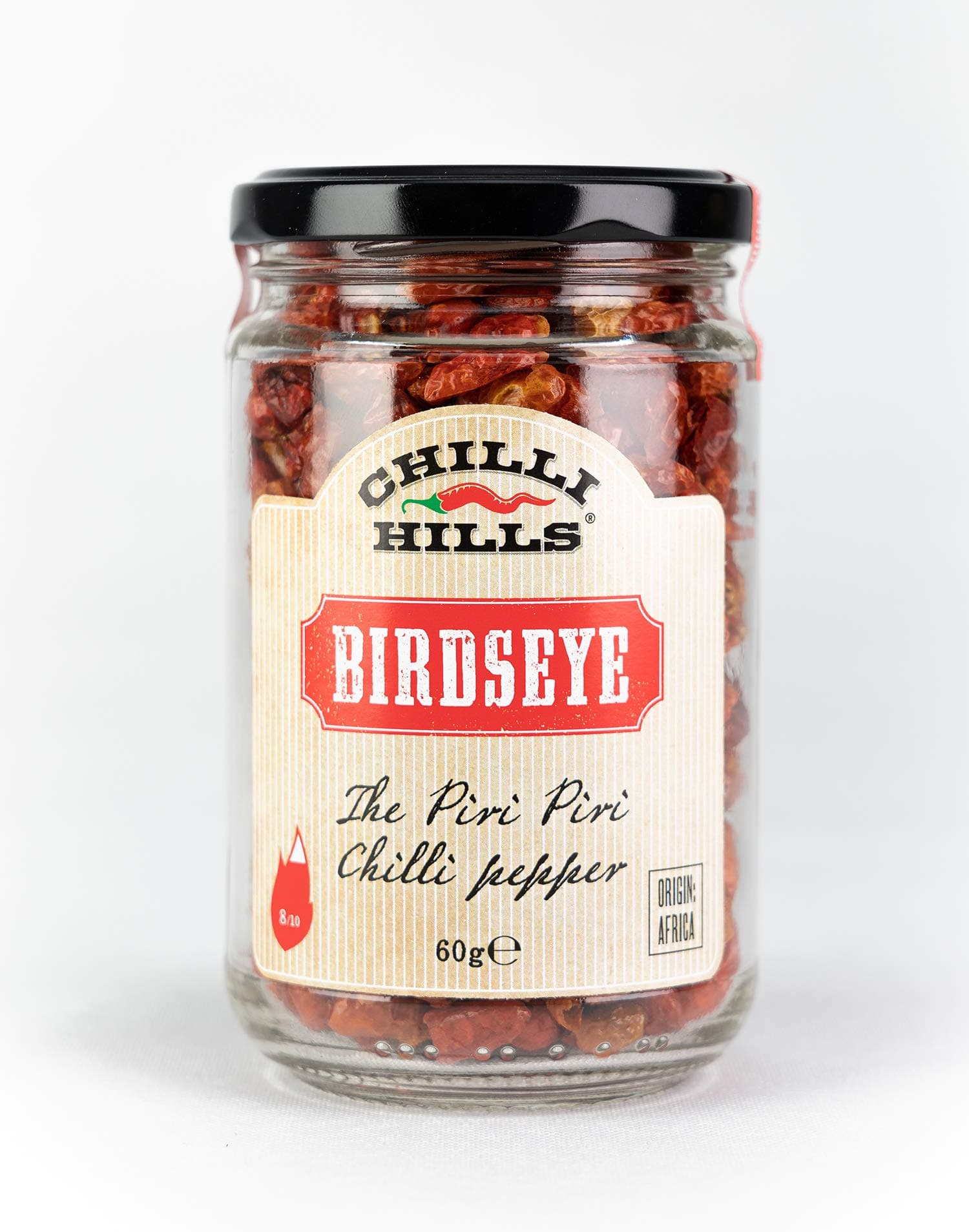 Chilli Hills Birds Eye Dried Hot Chili Peppers. Worlds Finest and Hottest Chillies Grown in Our Family Farm and Precisely dehydrated to Preserve The Flavour. 45 Grams in a Glass Jar