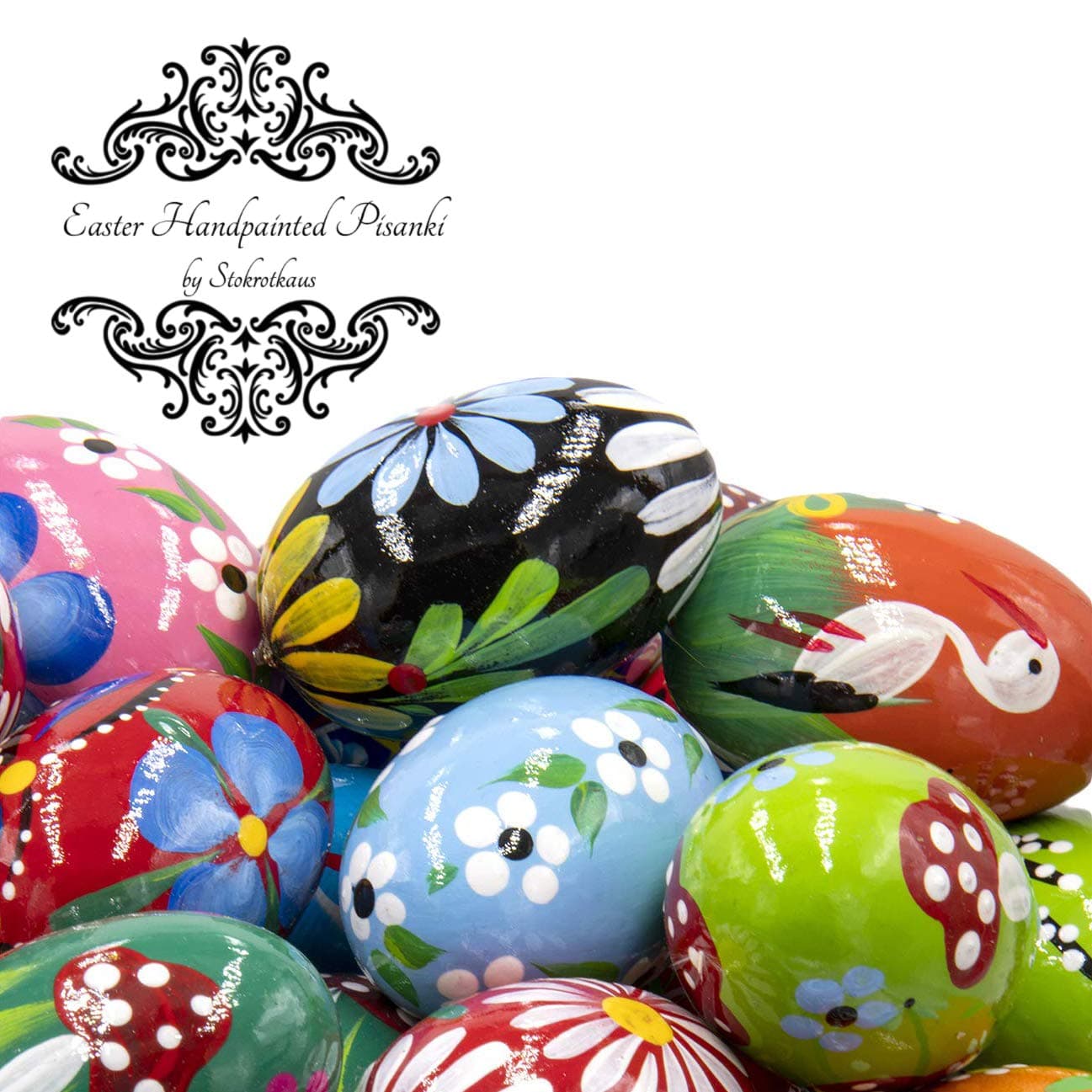 Easter Eggs Pysanky Hand Painted Polish Decoration Wooden Pisanki (Set of 4)
