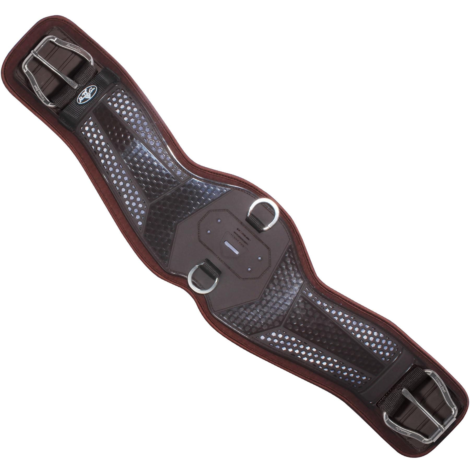 Professional's Choice Contoured VenTECH Cinch for Horses - Durable Ventilated TPU Outer Shell Breathable Saddle Fixation with Stainless Steel Buckles - Lining Options