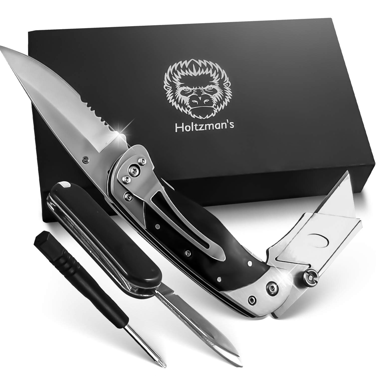 Folding Utility Knife with Belt Clip, Heavy Duty Pocket Knife & Box Cutter Gift Set for Men - Ideal for Work and Everyday Carry