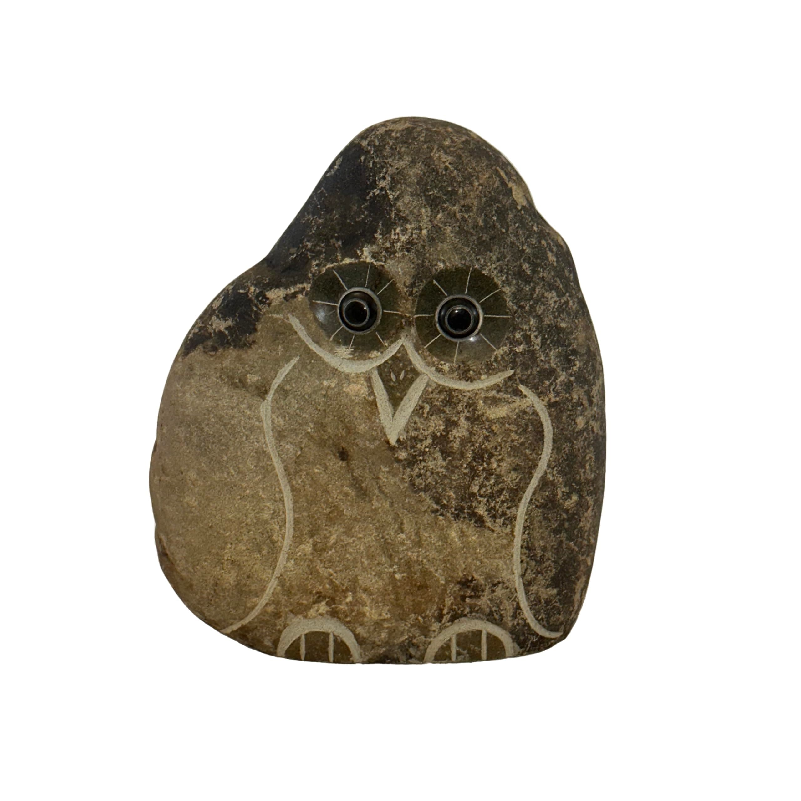 Stone Age Creations Hand Carved Natural Granite Boulder Owl – 12" Tall, 45-48 lbs – Unique Garden & Home Décor Statue – One-of-a-Kind Gift