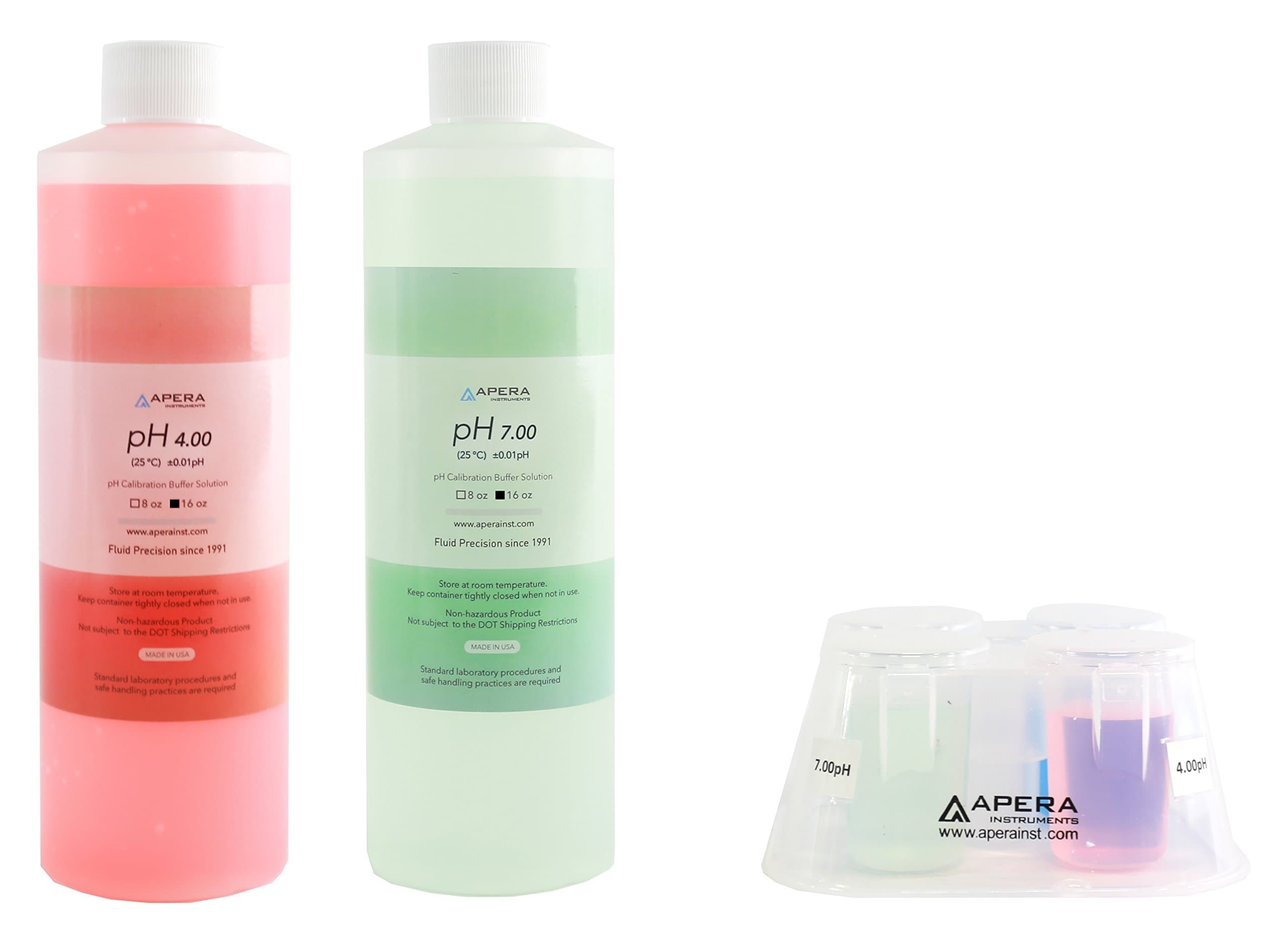 AI1114 pH Calibration Solution Kit (7.00, 4.00), 16 oz. for Each, Plus a CalBox for Easy Organization of all Buffer Solutions, HDPE (High Density Polyethylene)
