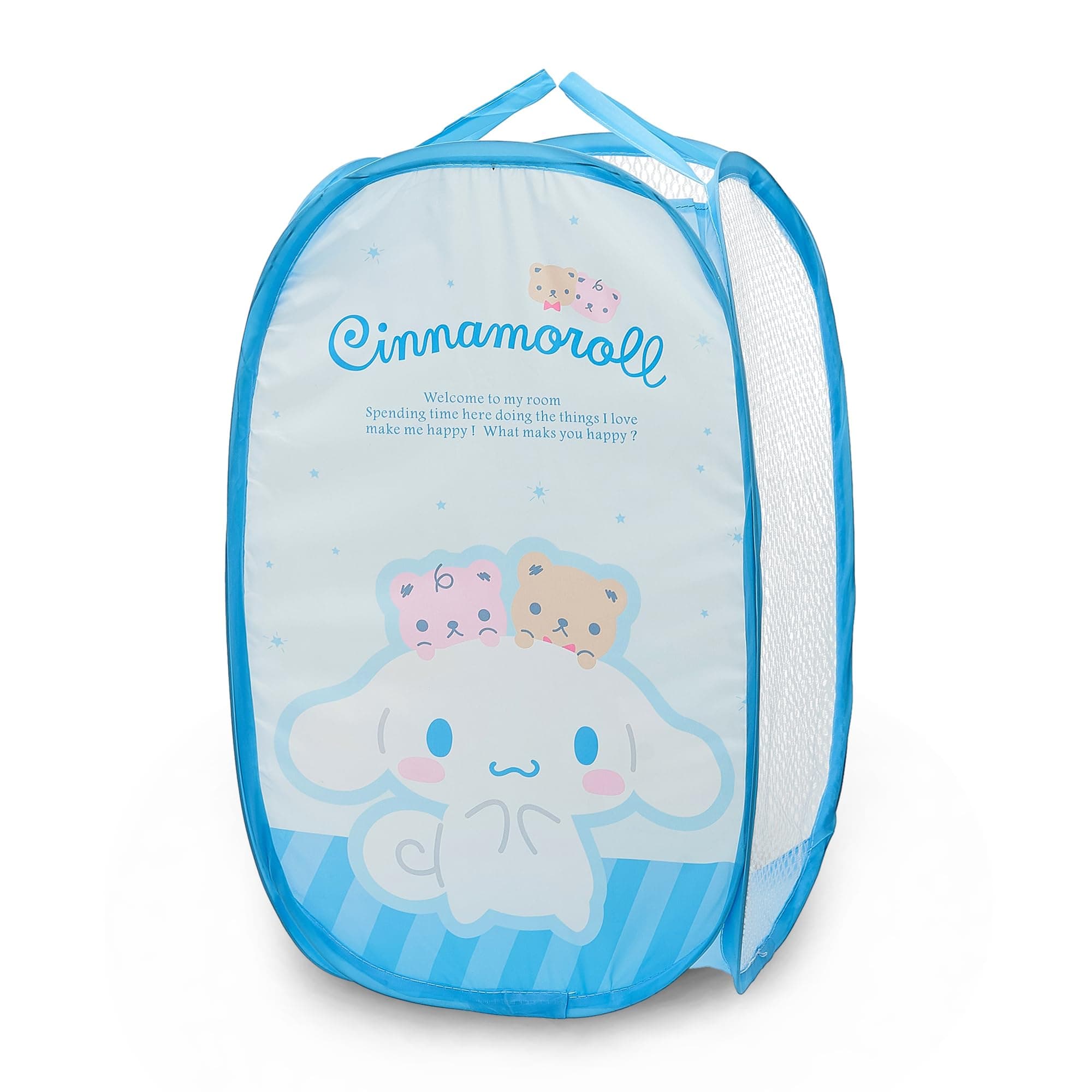 Cute Mesh Popup Laundry Hamper with Carry Handles, Large Capacity Foldable Lightweight Dirty Clothes Basket for Girls Room, Dorm | Travel & Camping