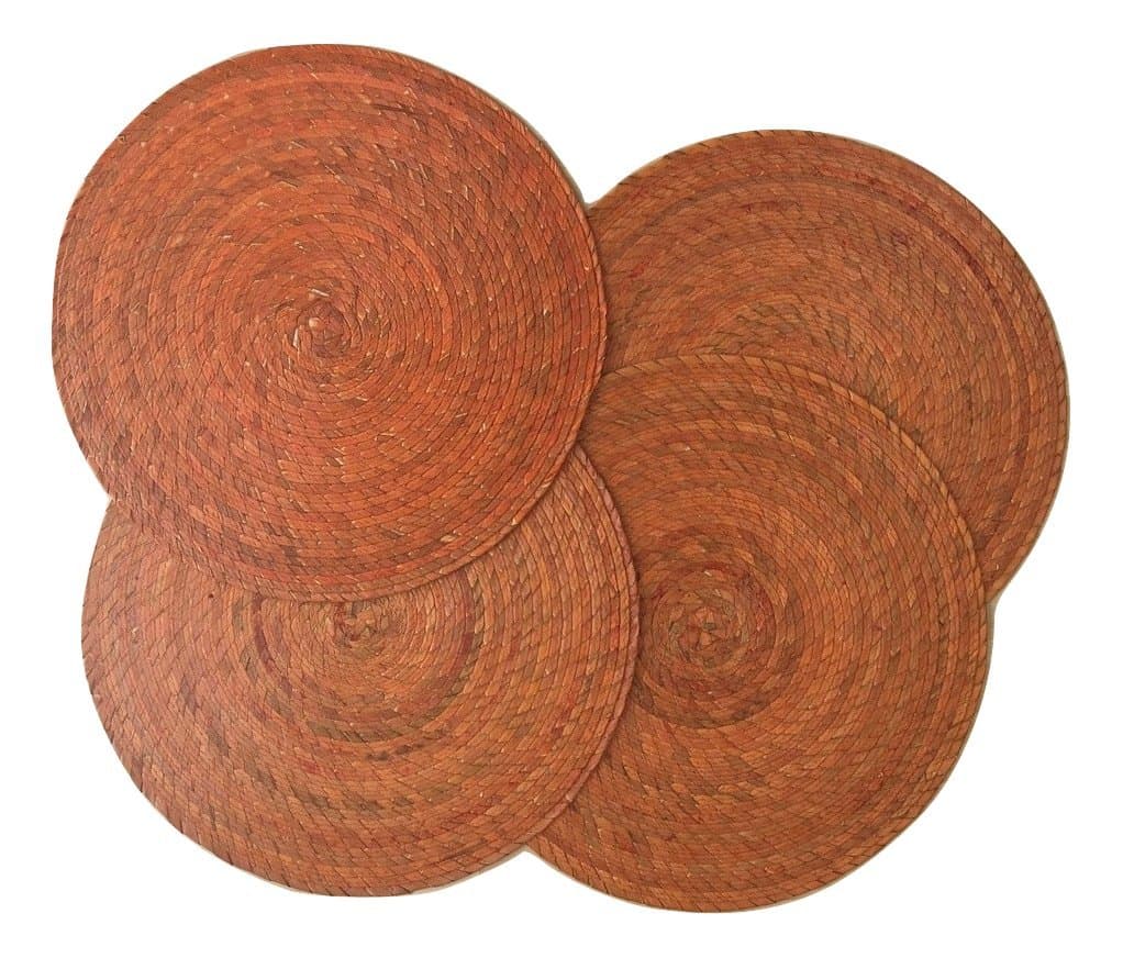 Casa Fiesta Designs Orange Round Placemats Set of 4 - Mexican Style - Easy to Clean, for Dining Table/Kitchen. Indoor Or Outdoor -Mantel Redondo Naranja