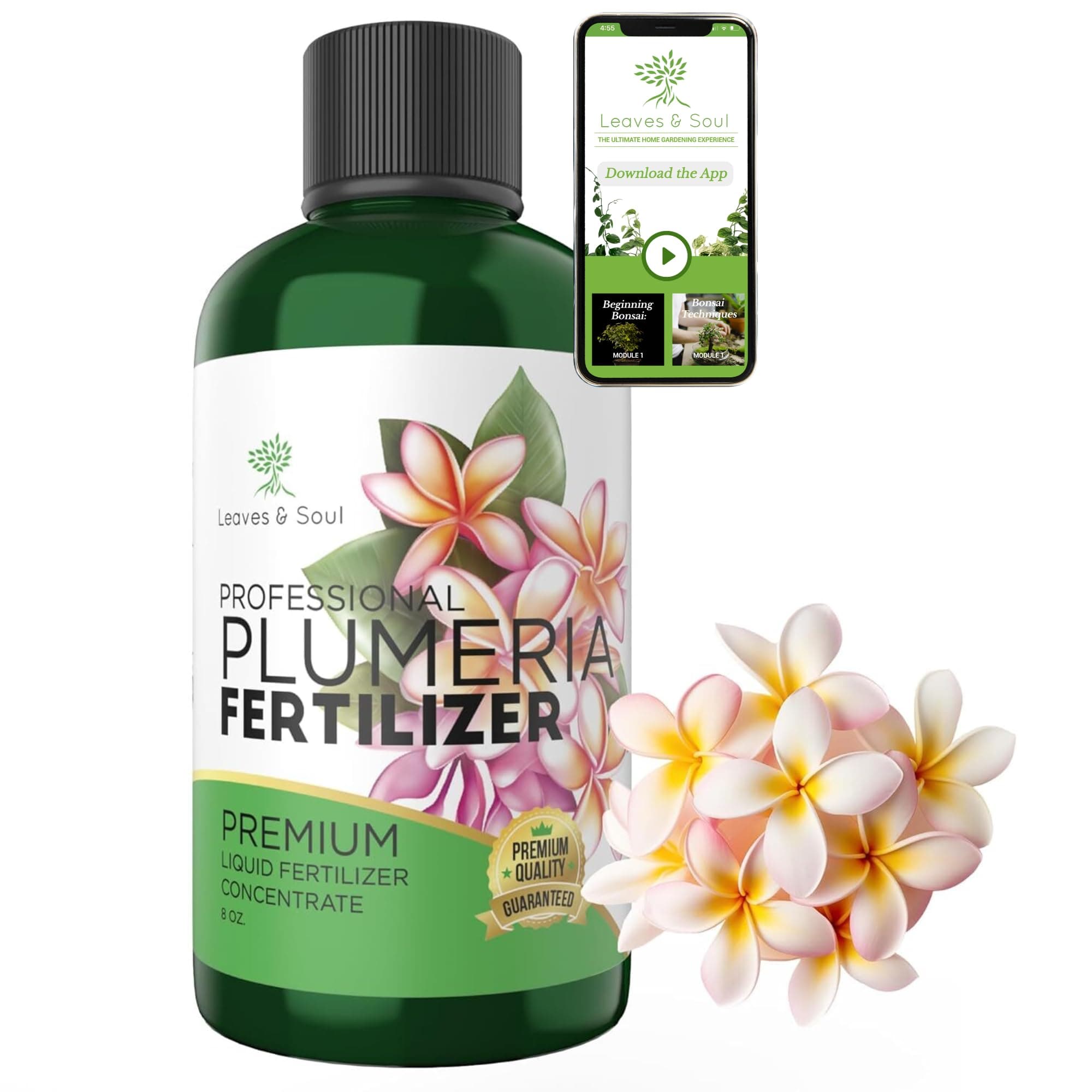 Leaves and Soul Plumeria Professional Liquid Fertilizer - Complete 2-5-4 Nutrient Blend Concentrate for Enhanced Blooming & Growth - Perfect for Garden & Indoor Plants, Easy Application - 8 oz